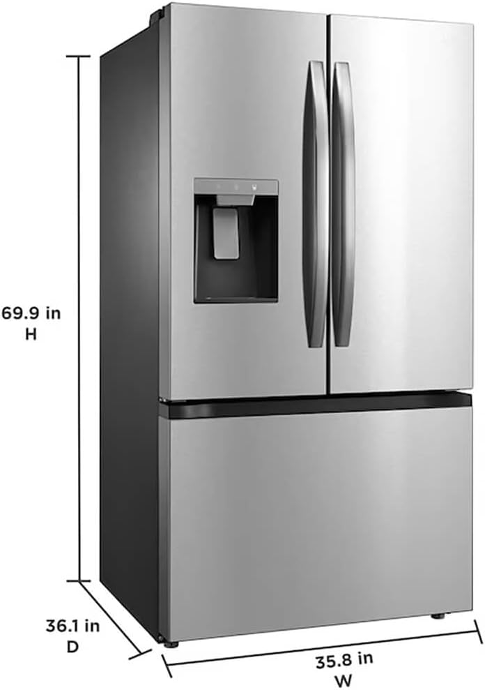 Midea MRF29D6AST - Refrigerador inteligente de 29.3 pies cúbicos, 3 puertas con puerta francesa, acero inoxidable