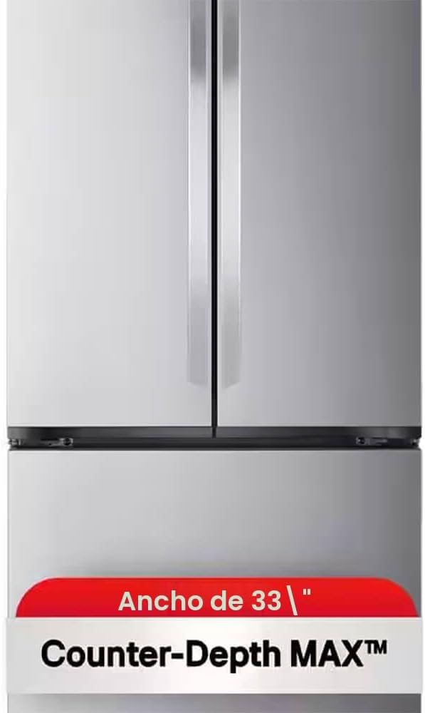 LG LF21G6200S Refrigerador de puerta francesa de 3 puertas con profundidad de mostrador, de 21 pies cúbicos, de acero inoxidable