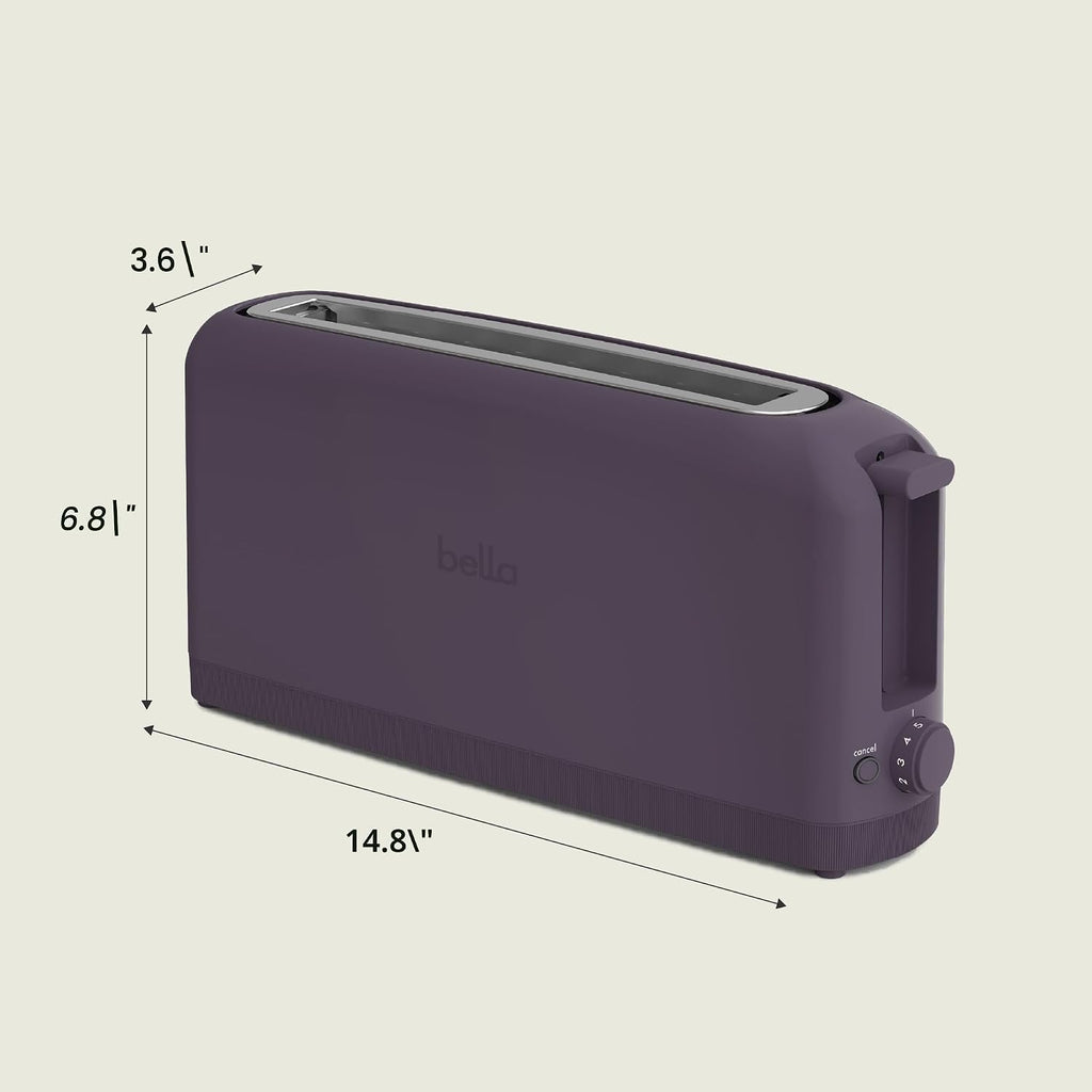 bella Tostadora delgada de 2 rebanadas, utensilios de cocina Fits-anywhere™, control de tostado de 6 ajustes con botones de recalentamiento y cancelación, se adapta a pan de masa madre, ranura de 10