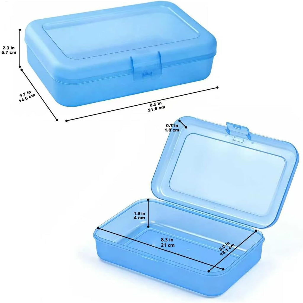 Amazon Basics Paquete de 4 Estuches Grandes para Lápices – Caja de lápices de plástico duradero para útiles escolares – Estuches de organización estudiantil multicolor para suministros de oficina