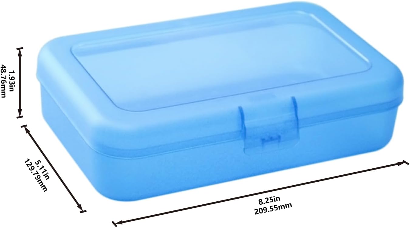 Amazon Basics Paquete de 4 Estuches Grandes para Lápices – Caja de lápices de plástico duradero para útiles escolares – Estuches de organización estudiantil multicolor para suministros de oficina