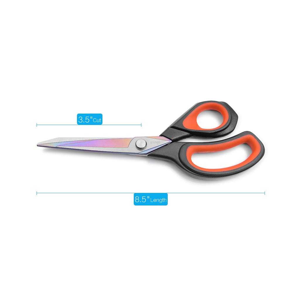 LIVINGO - Tijeras de sastre premium de alta resistencia con revestimiento de titanio multiusos, de acero inoxidable forjado, para costura, tela, cuero, sastrería, agarre cómodo, tijeras profesionales | Hoja de acero inoxidable forjado recubierto de titani