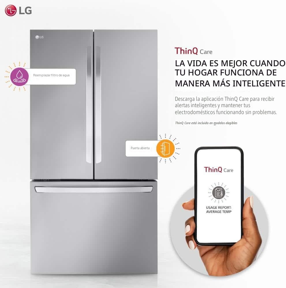 LG LRFLC2706S - Refrigerador inteligente de puerta francesa de 27 pies cúbicos en acero inoxidable