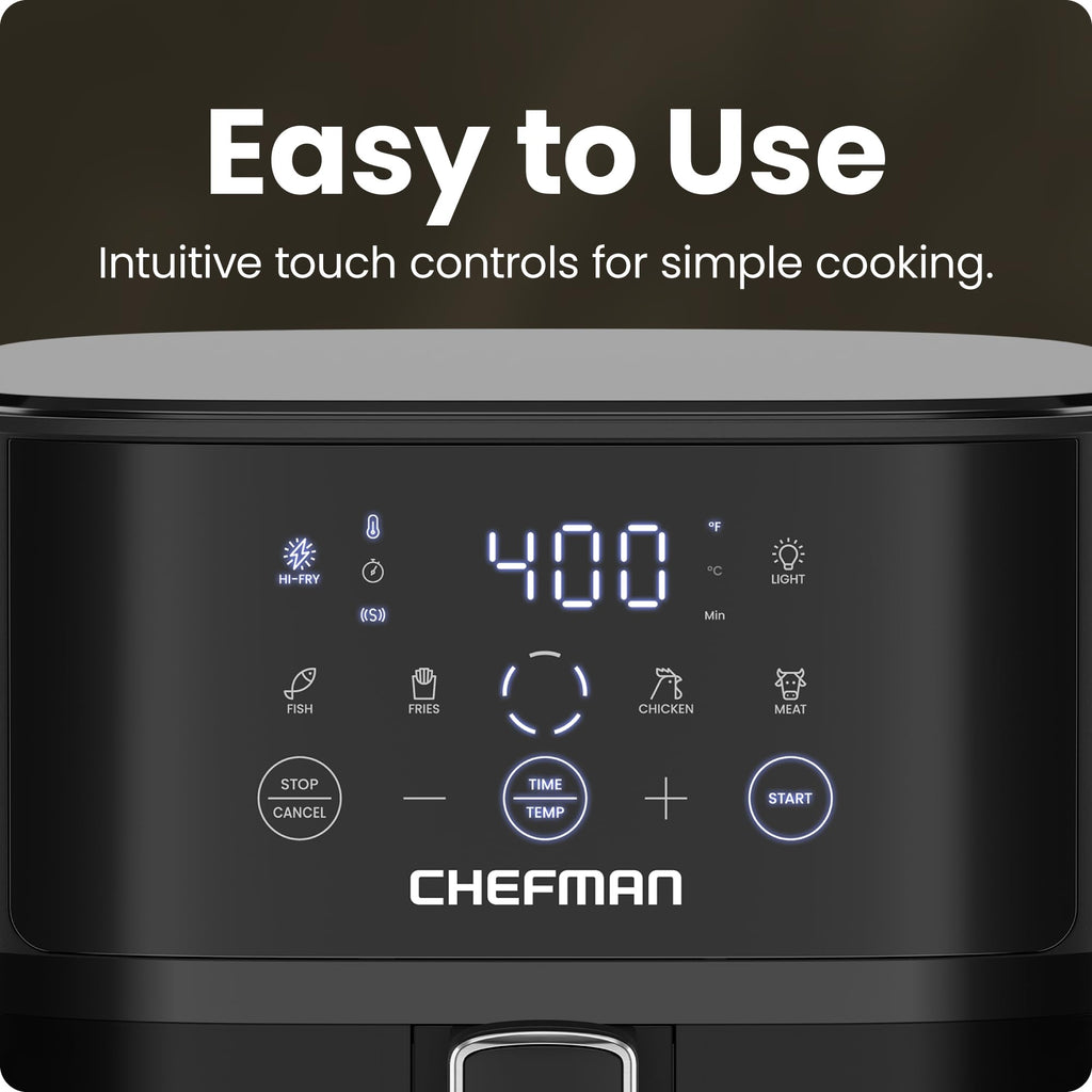 Chefman Air Fryer – 4 QT Compact Airfryer for Quick & Easy Meals, Features Hi-Fry Technology for Extra Crisp, Easy-View Window, Touch Controls with 4 Presets, Nonstick & Dishwasher Safe Basket - Black