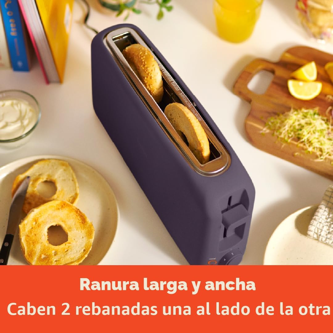 bella Tostadora delgada de 2 rebanadas, utensilios de cocina Fits-anywhere™, control de tostado de 6 ajustes con botones de recalentamiento y cancelación, se adapta a pan de masa madre, ranura de 10