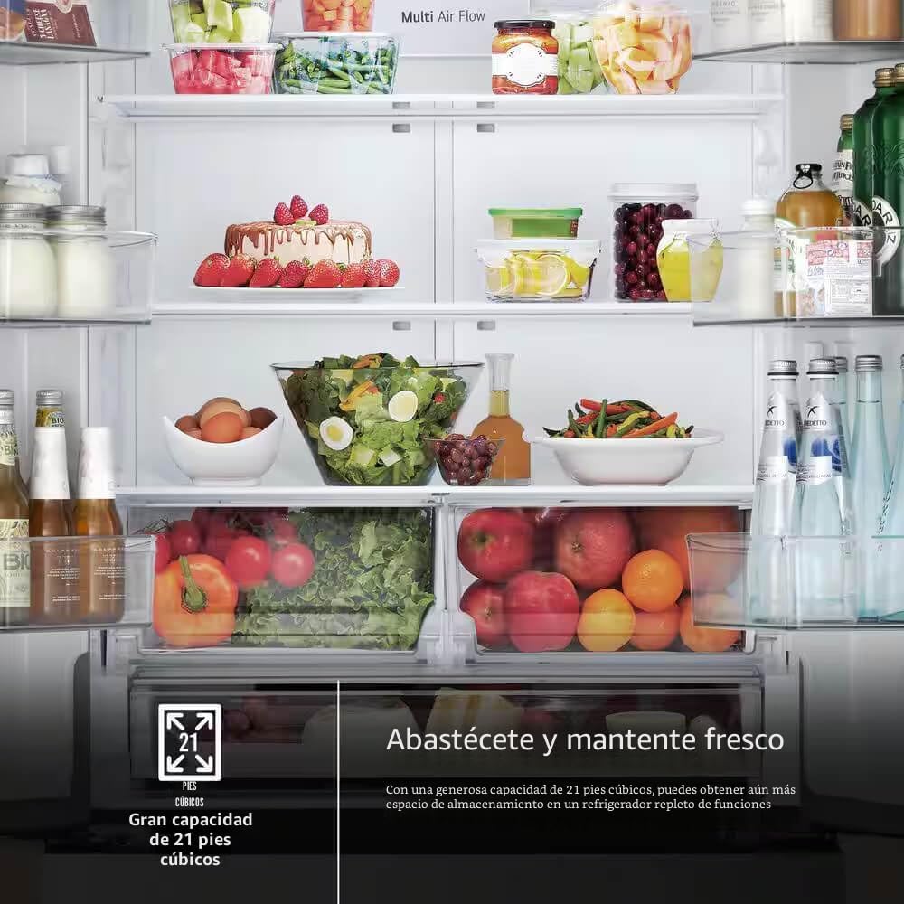 LG LF21G6200S Refrigerador de puerta francesa de 3 puertas con profundidad de mostrador, de 21 pies cúbicos, de acero inoxidable