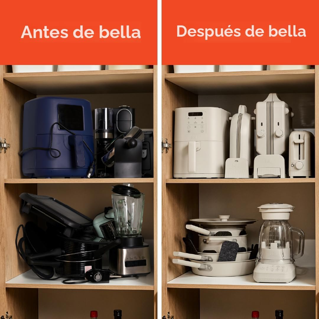 bella Tostadora delgada de 2 rebanadas, utensilios de cocina Fits-anywhere™, control de tostado de 6 ajustes con botones de recalentamiento y cancelación, se adapta a pan de masa madre, ranura de 10
