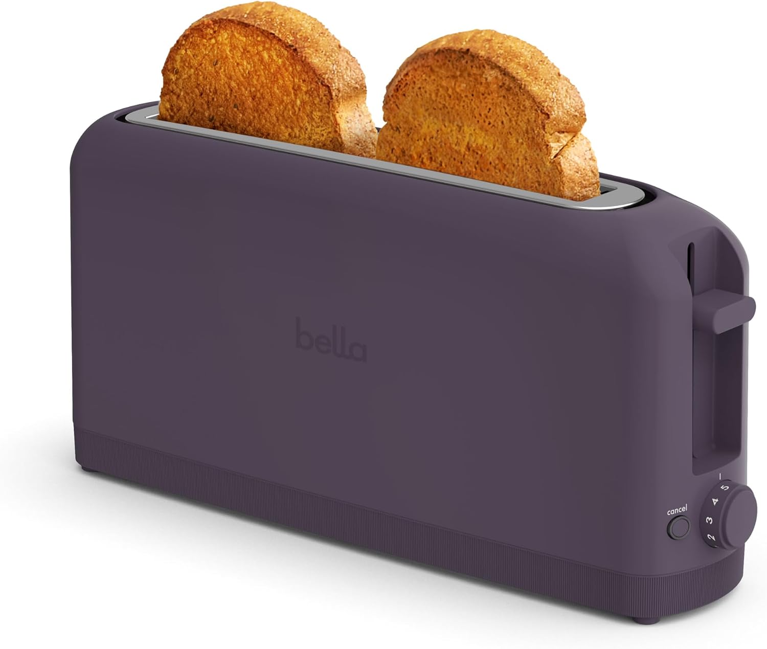 bella Tostadora delgada de 2 rebanadas, utensilios de cocina Fits-anywhere™, control de tostado de 6 ajustes con botones de recalentamiento y cancelación, se adapta a pan de masa madre, ranura de 10