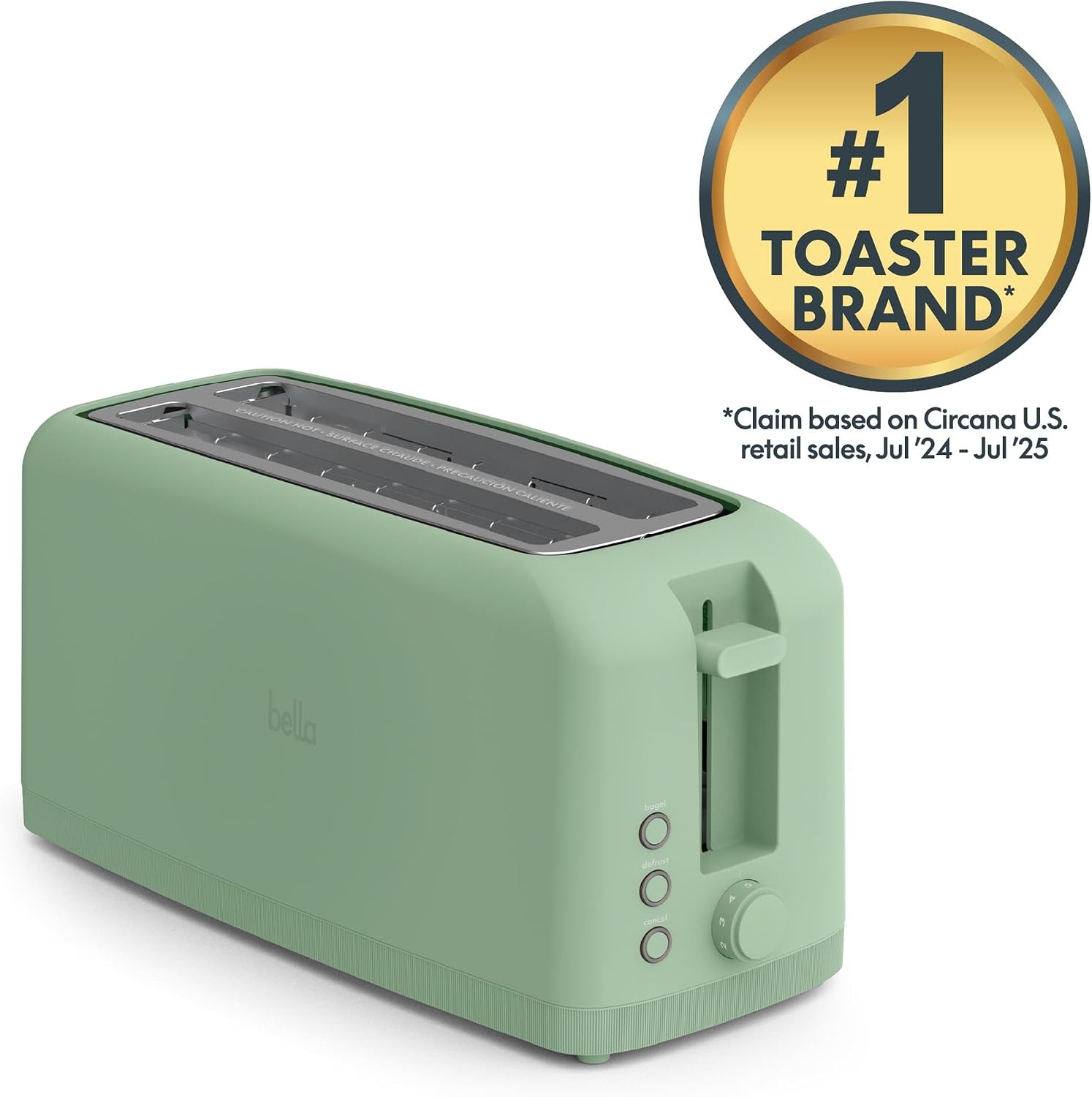 bella Tostadora delgada de 2 rebanadas, utensilios de cocina Fits-anywhere™, control de tostado de 6 ajustes con botones de recalentamiento y cancelación, se adapta a pan de masa madre, ranura de 10