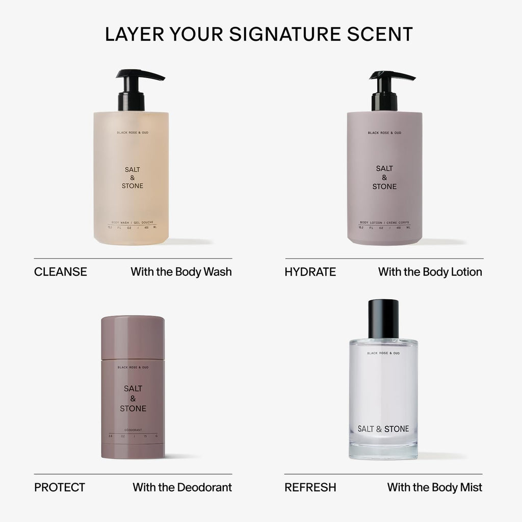 Salt & Stone Neblina Corporal, Aroma de Sándalo y Vetiver, Spray para Cabello y Cuerpo Infundido con Cuidado de la Piel para Mujeres y Hombres, Fragancia Hidratante con Glicerina y Algas Rojas, Vegano | Spray corporal perfumado cálido y amaderado, fraganc