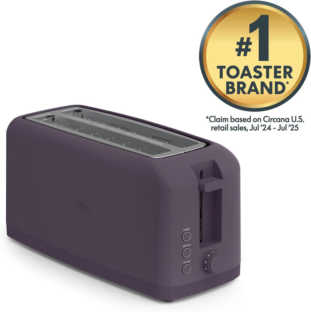 bella Tostadora delgada de 2 rebanadas, utensilios de cocina Fits-anywhere™, control de tostado de 6 ajustes con botones de recalentamiento y cancelación, se adapta a pan de masa madre, ranura de 10