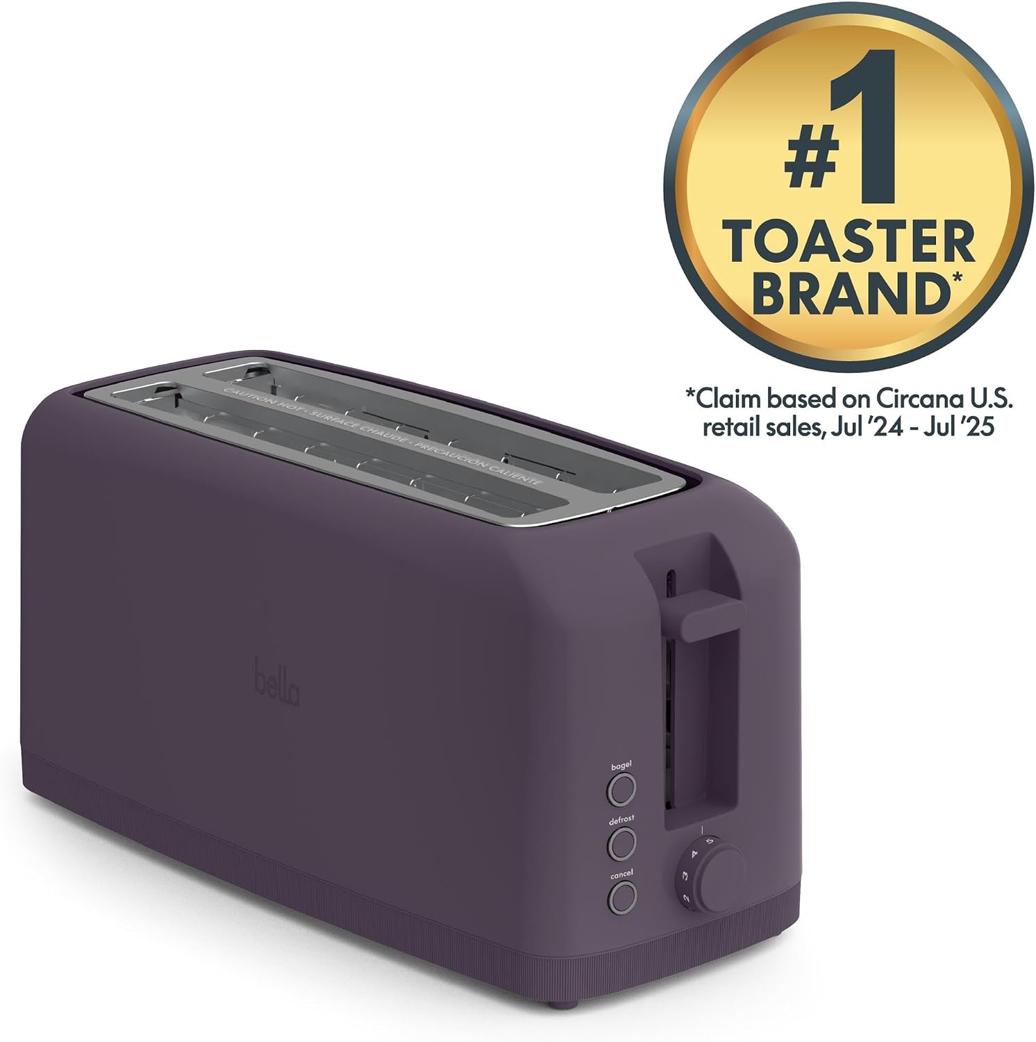 bella Tostadora delgada de 2 rebanadas, utensilios de cocina Fits-anywhere™, control de tostado de 6 ajustes con botones de recalentamiento y cancelación, se adapta a pan de masa madre, ranura de 10