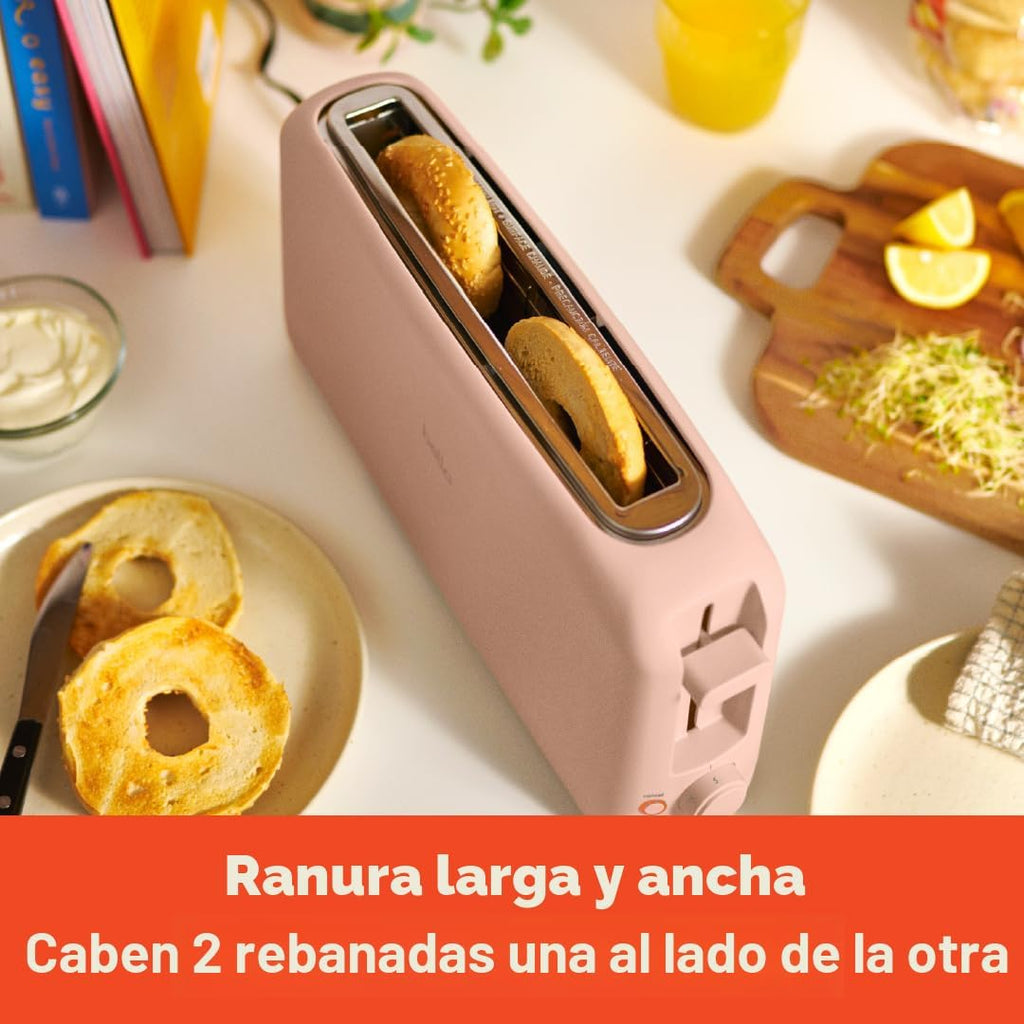 bella Tostadora delgada de 2 rebanadas, utensilios de cocina Fits-anywhere™, control de tostado de 6 ajustes con botones de recalentamiento y cancelación, se adapta a pan de masa madre, ranura de 10