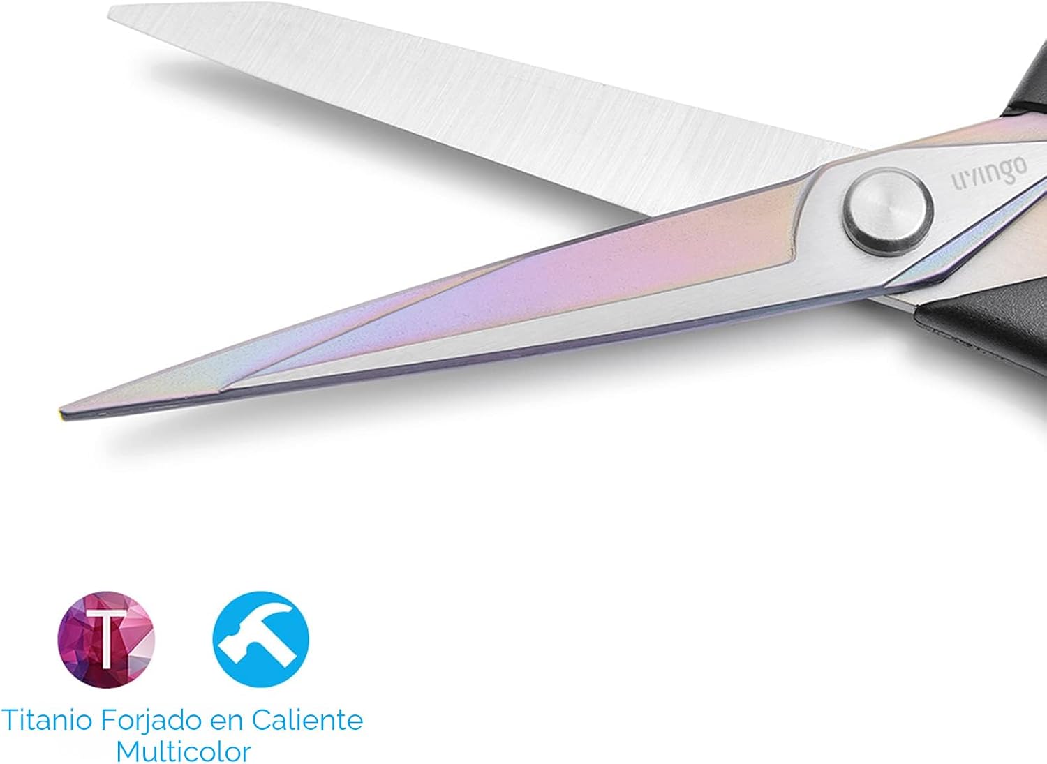 LIVINGO - Tijeras de sastre premium de alta resistencia con revestimiento de titanio multiusos, de acero inoxidable forjado, para costura, tela, cuero, sastrería, agarre cómodo, tijeras profesionales | Hoja de acero inoxidable forjado recubierto de titani