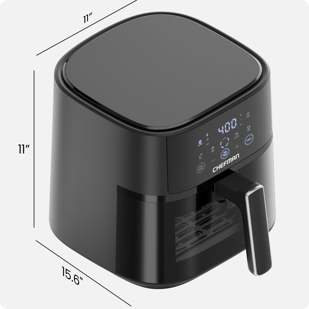 Chefman Air Fryer – 4 QT Compact Airfryer for Quick & Easy Meals, Features Hi-Fry Technology for Extra Crisp, Easy-View Window, Touch Controls with 4 Presets, Nonstick & Dishwasher Safe Basket - Black