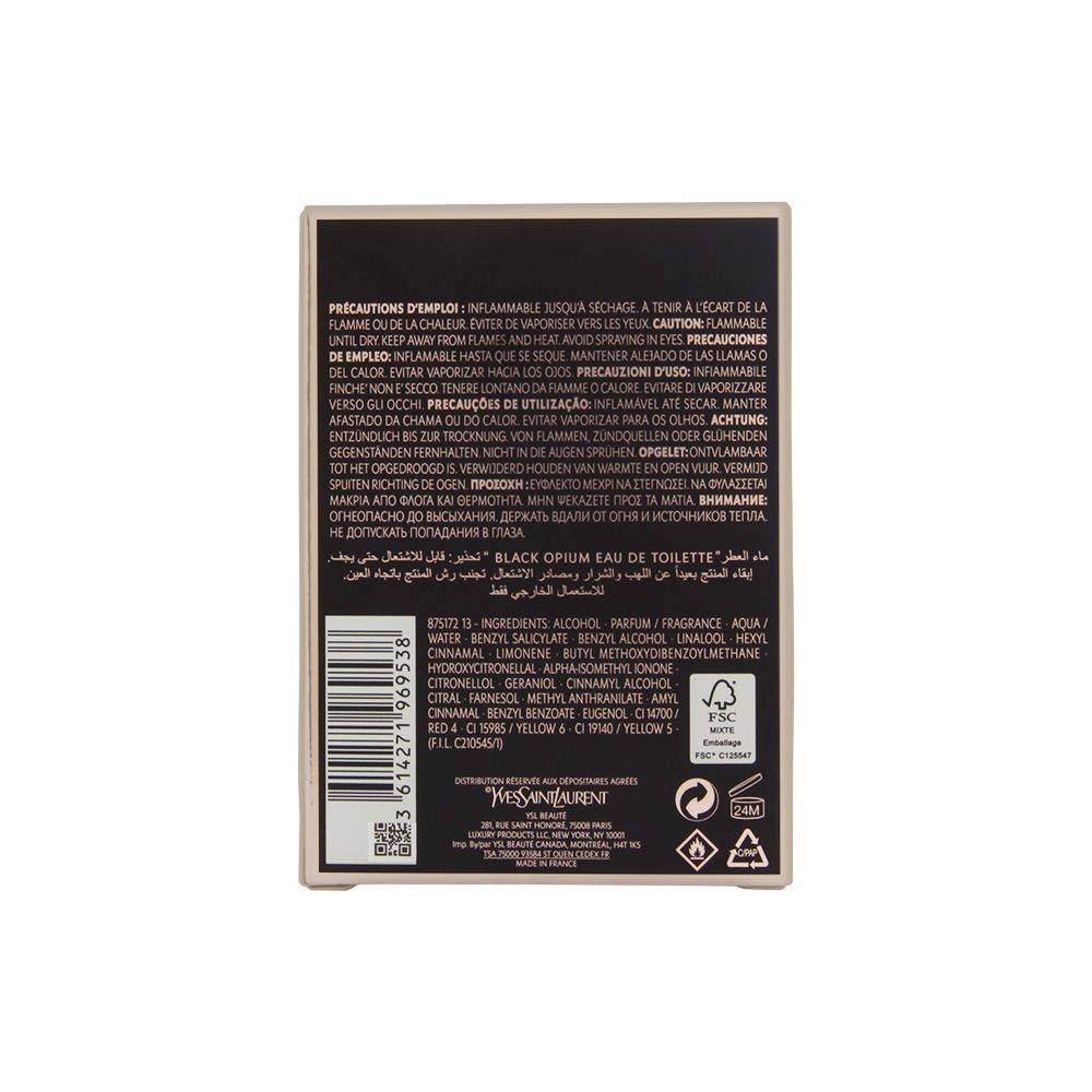 Yves Saint Laurent Eau De Parfum Spray para mujeres, Black Opium, 3 onzas |
