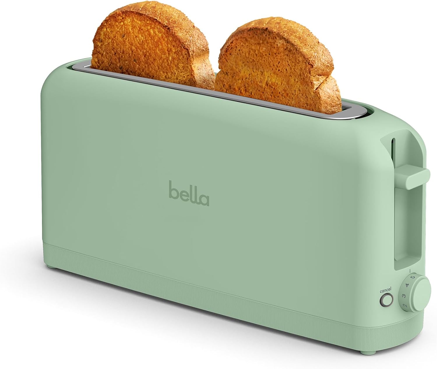 bella Tostadora delgada de 2 rebanadas, utensilios de cocina Fits-anywhere™, control de tostado de 6 ajustes con botones de recalentamiento y cancelación, se adapta a pan de masa madre, ranura de 10