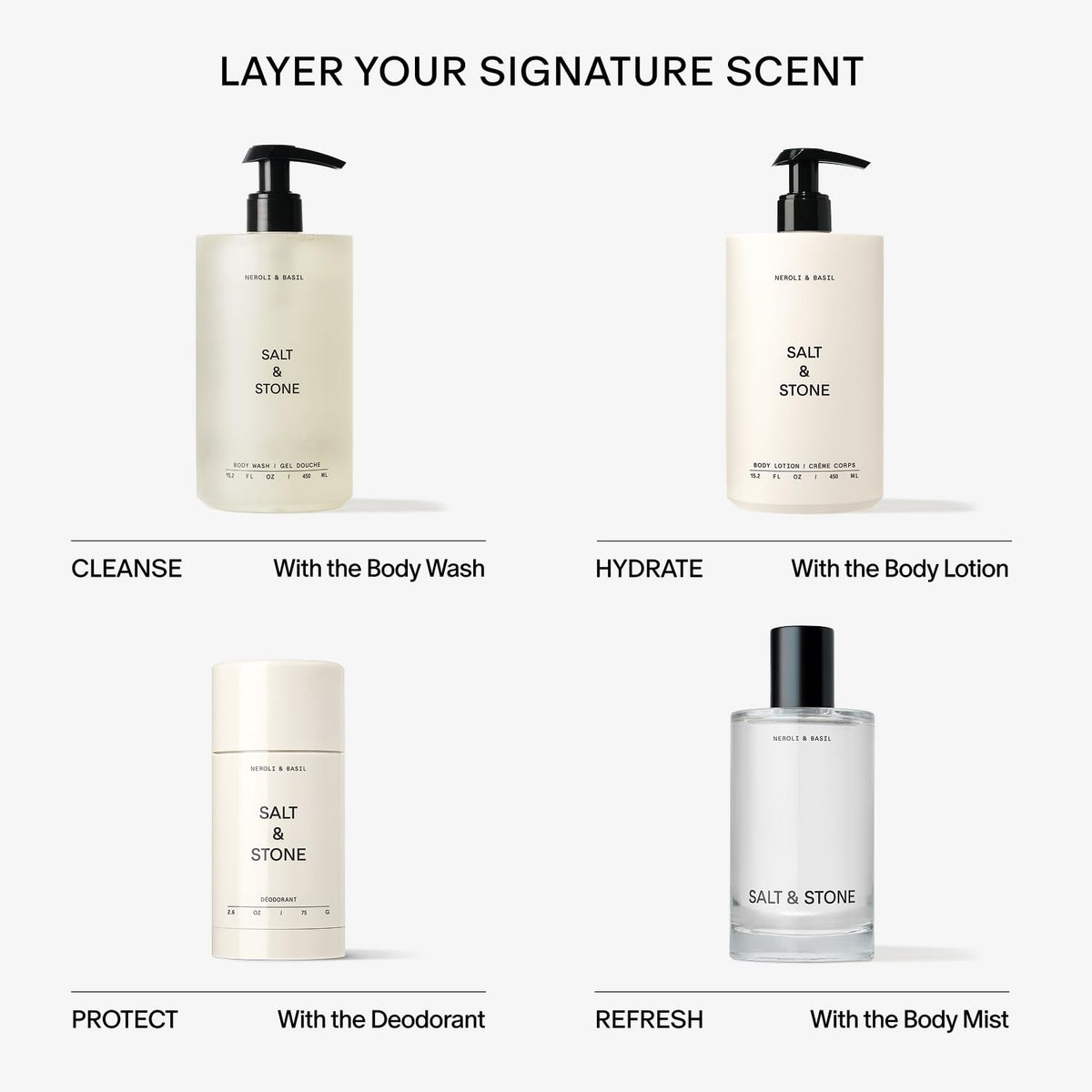 Salt & Stone Neblina Corporal, Aroma de Sándalo y Vetiver, Spray para Cabello y Cuerpo Infundido con Cuidado de la Piel para Mujeres y Hombres, Fragancia Hidratante con Glicerina y Algas Rojas, Vegano | Spray corporal perfumado cálido y amaderado, fraganc