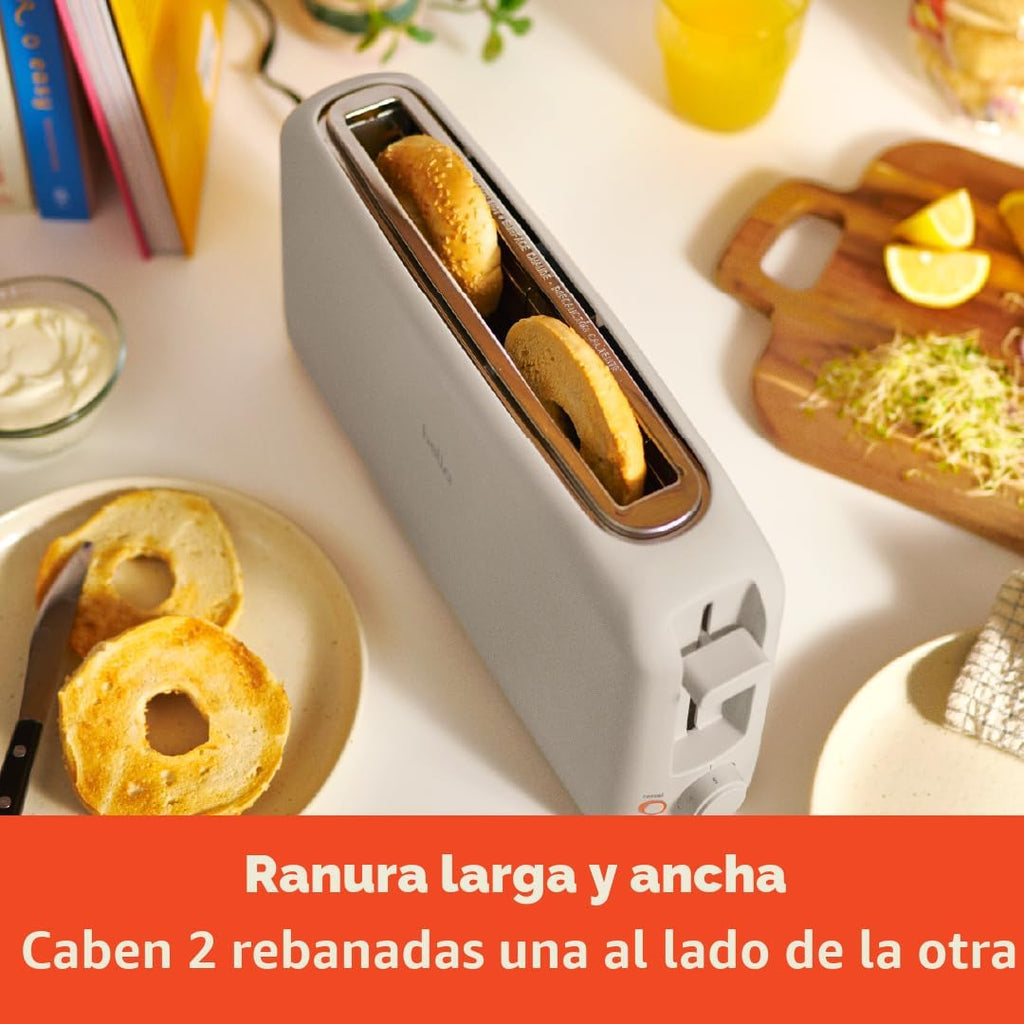 bella Tostadora delgada de 2 rebanadas, utensilios de cocina Fits-anywhere™, control de tostado de 6 ajustes con botones de recalentamiento y cancelación, se adapta a pan de masa madre, ranura de 10