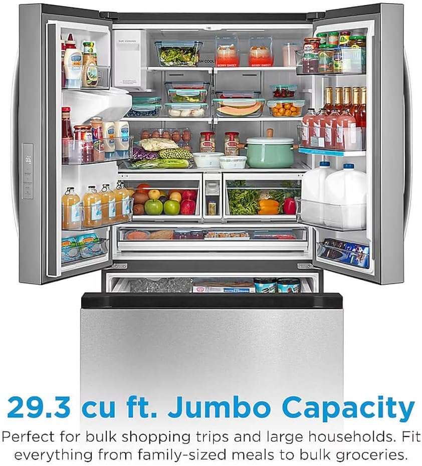 Midea MRF29D6AST - Smart refrigerator, 29.3 cu. ft., French 3-door, stainless steel
