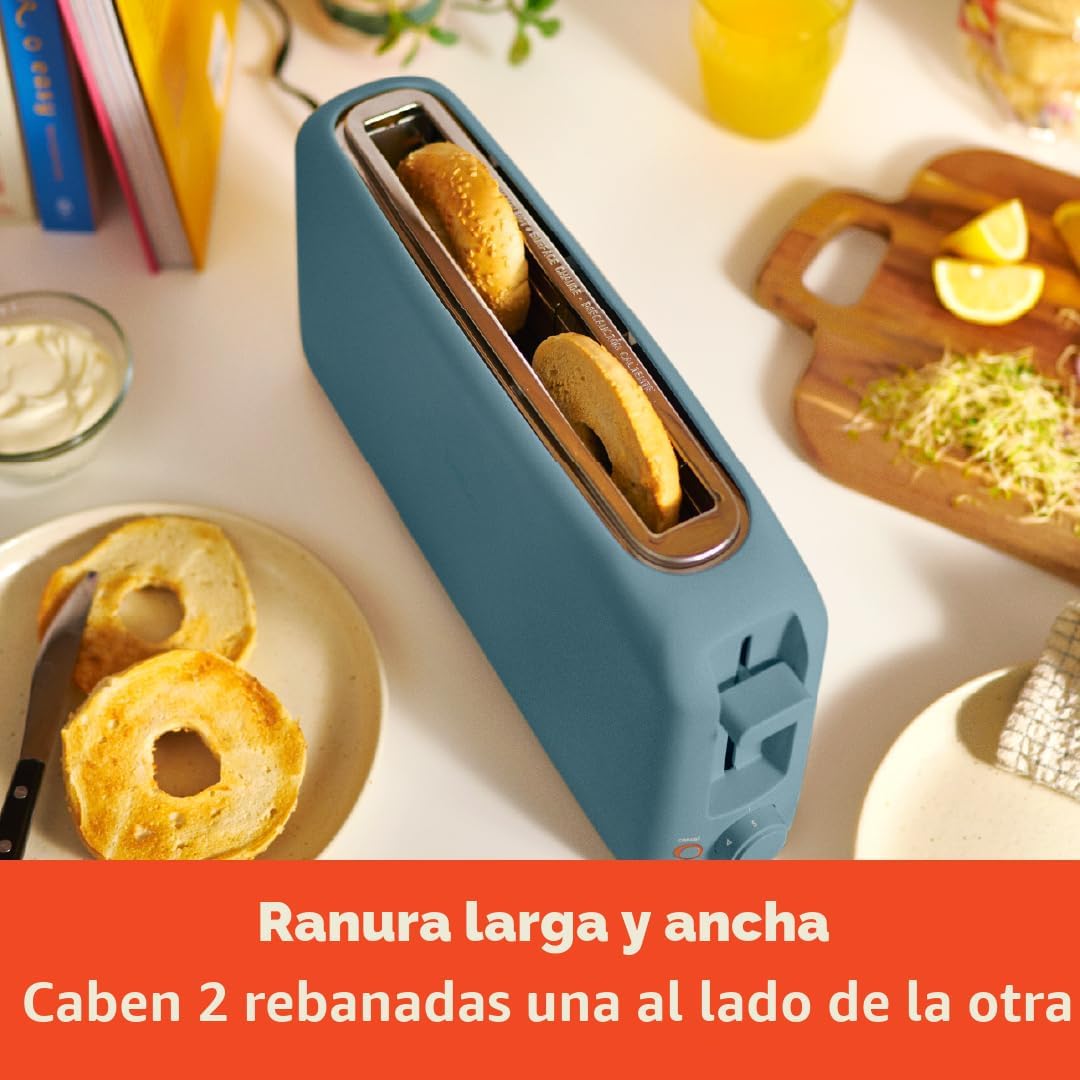 bella Tostadora delgada de 2 rebanadas, utensilios de cocina Fits-anywhere™, control de tostado de 6 ajustes con botones de recalentamiento y cancelación, se adapta a pan de masa madre, ranura de 10