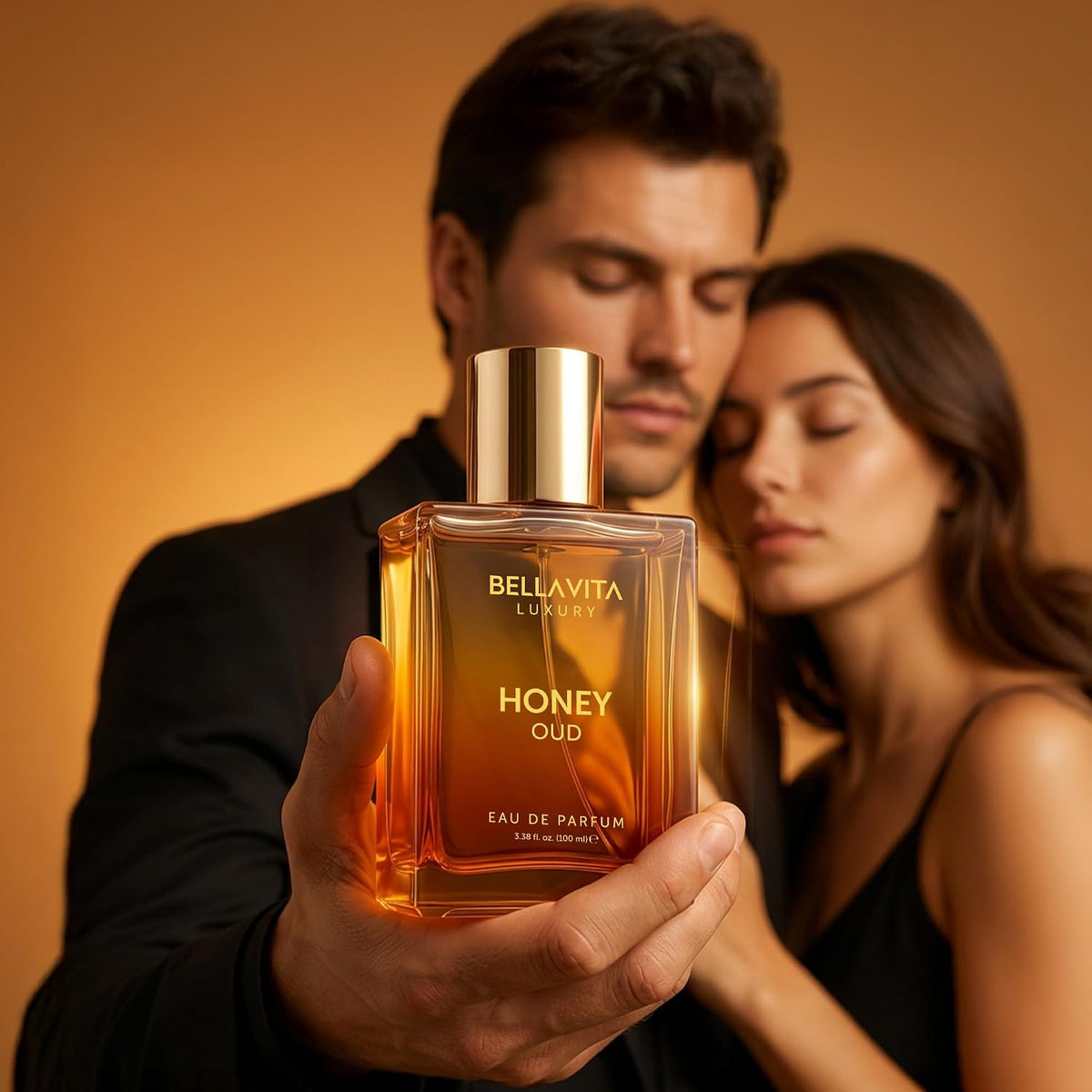 BellaVita Luxury Honey Oud Eau de Parfum (3.4 onzas líquidas) | Pachulí, vainilla, bergamota, floral y picante + fabricado con aceites esenciales limpios y veganos + libre de crueldad animal | | Perfume unisex con perfume Honey Oud de larga duración, perf