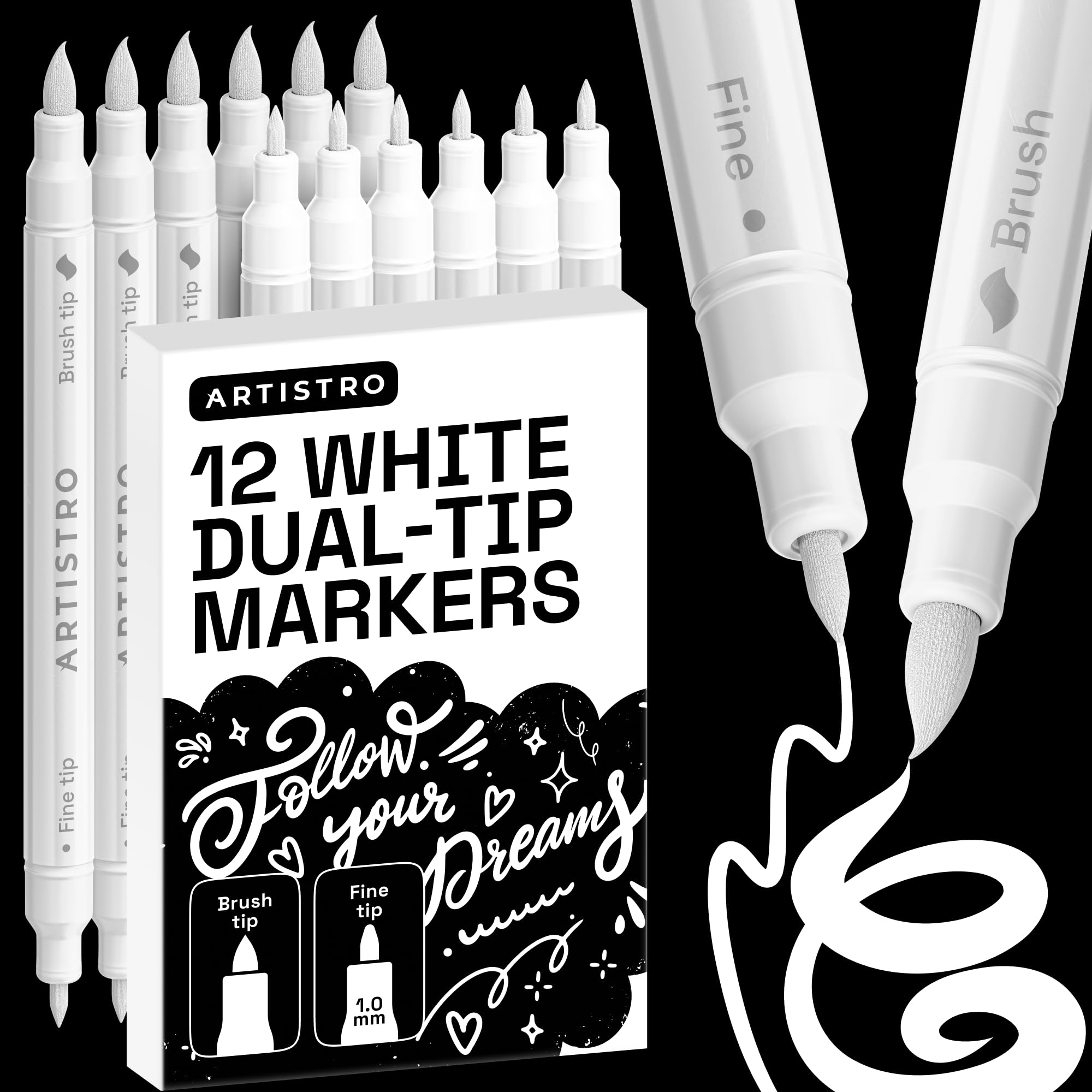 ARTISTRO 36 rotuladores de pintura acrílica de doble punta para dibujo | For Fabric, Rock, Glass, Wood, & Molds, Arts & Crafts Gift for Adults, Teens, & Kids, Classroom Must Haves & School Supplies