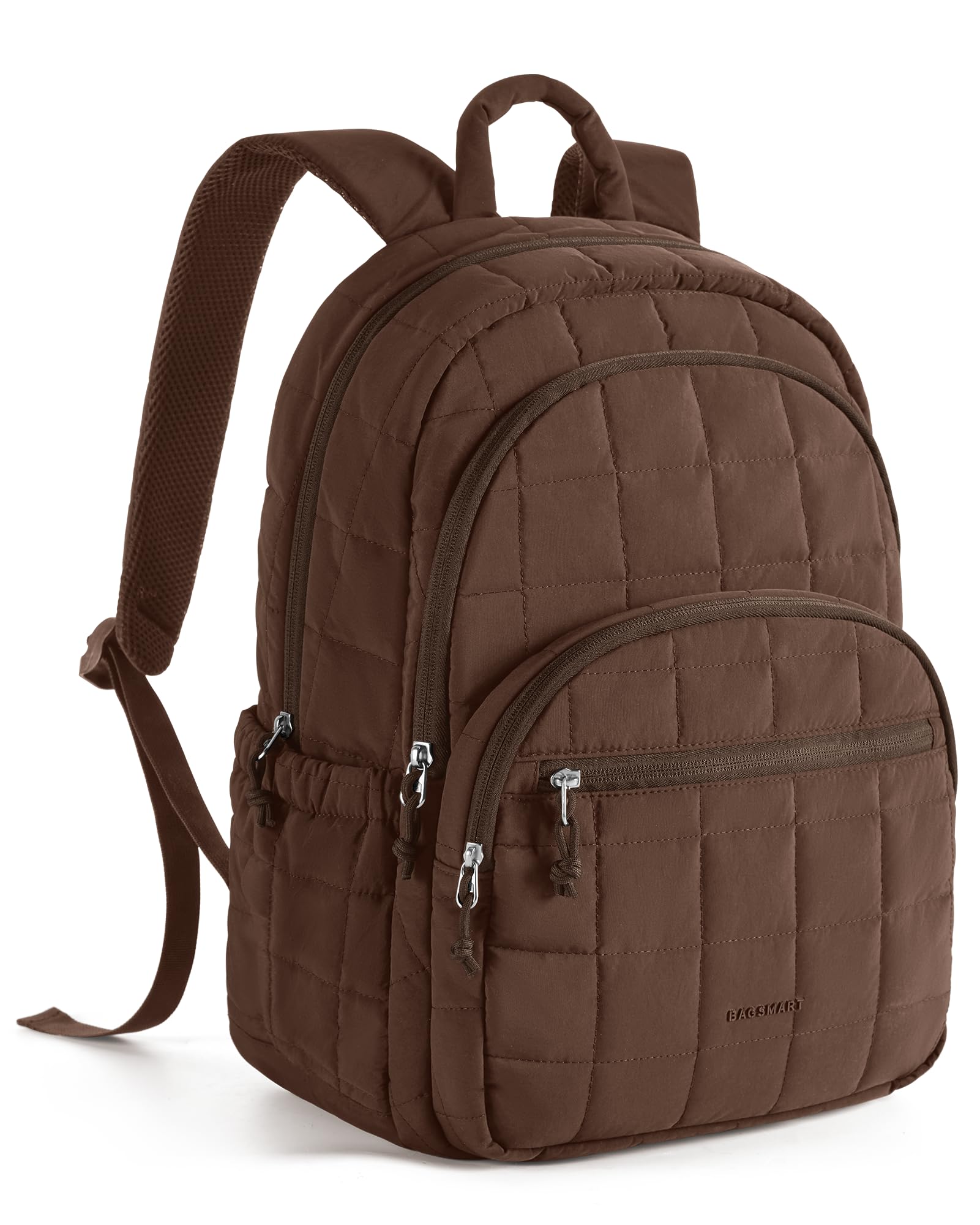 BAGSMART - Mochila de viaje para mujer, mochila universitaria para laptop de 15.6 pulgadas, color negro | Fits 15.6" Laptop, Personal Carry-on Size with Trolley Sleeve, Quilted Style for College Nurse Teacher, Water-Resistant