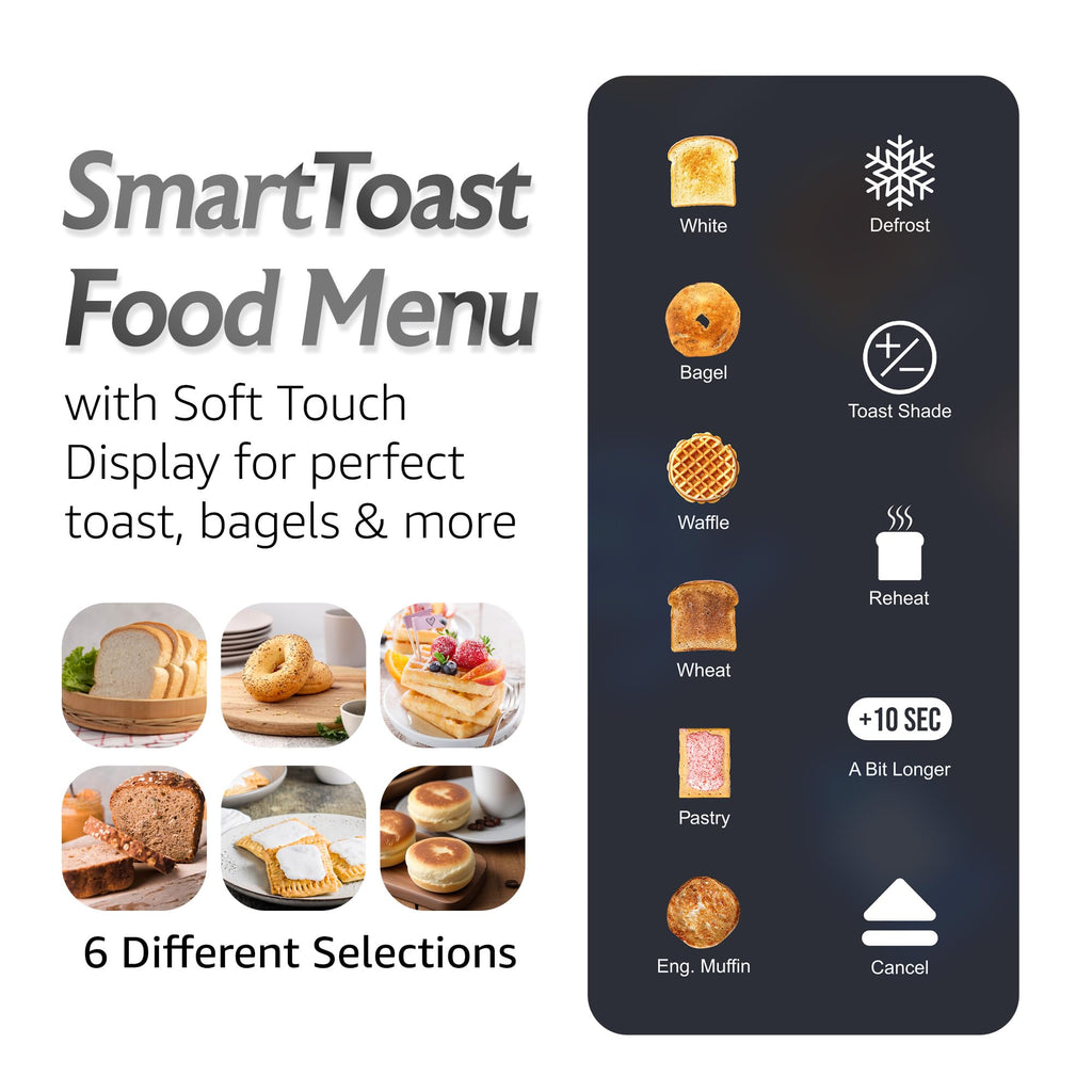 Elite Gourmet | Extra-Wide Slots Fit Bagels, Sourdough & Texas Toast, 6 Browning Settings, Reheat, Defrost & Cancel, Built-In Warming Rack