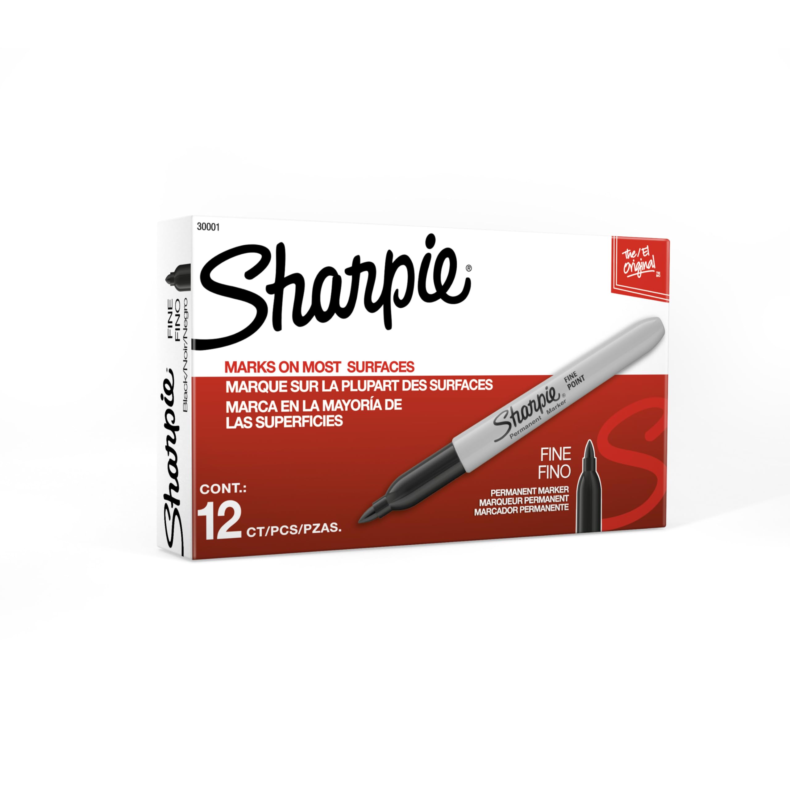 Sharpie Set de marcadores permanentes de secado rápido y resistentes a la decoloración de punta fina para madera, plástico, papel, metal y más, para dibujo, colorear y carteles, color negro, 12