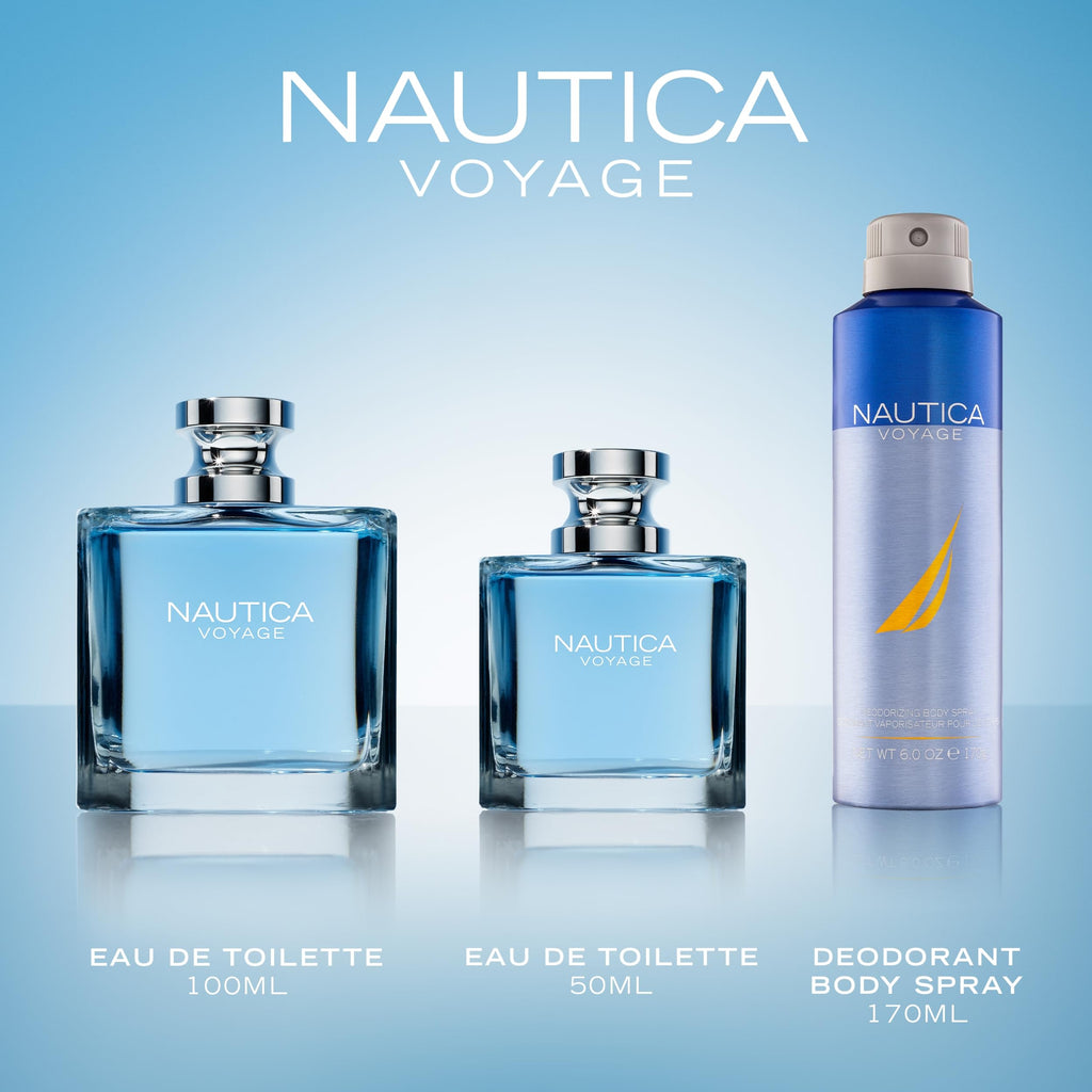 Nautica Voyage Eau de Toilette para hombre, 6.7 fl oz (200 ml) | Paquete de 1, notas de manzana, madera de cedro, loto de agua, almizcle, larga duración, fragancia diaria