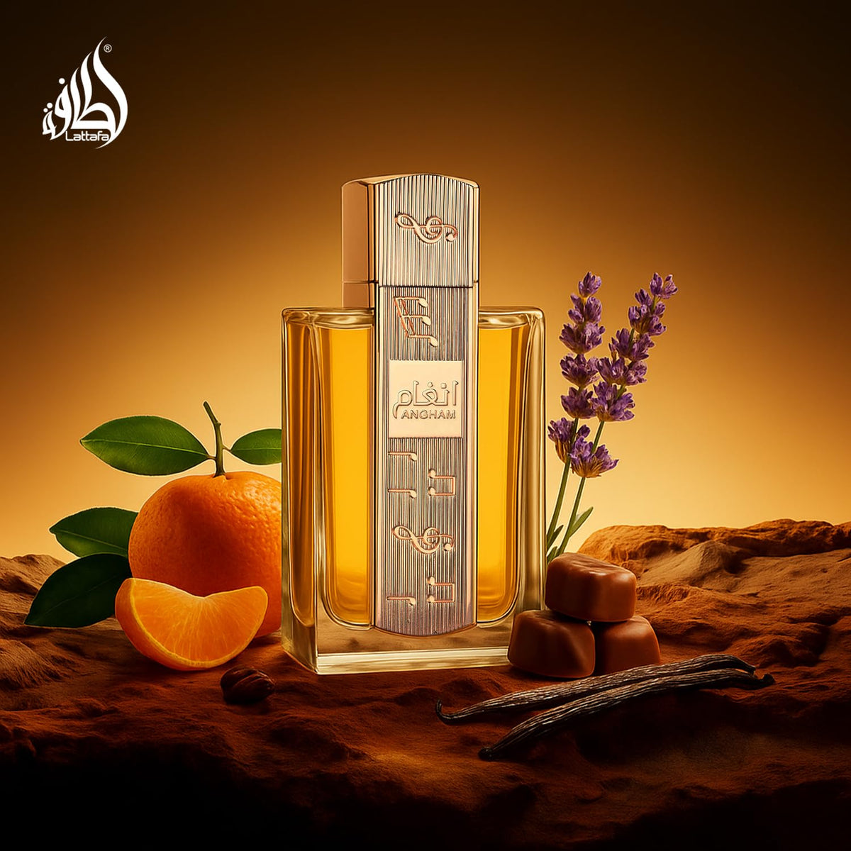 Lattafa Angham - Perfume de cítricos, lavanda, almizcle, ámbar y vainilla - Eau de Parfum de larga duración para unisex, 3.40 onzas / 100 ml