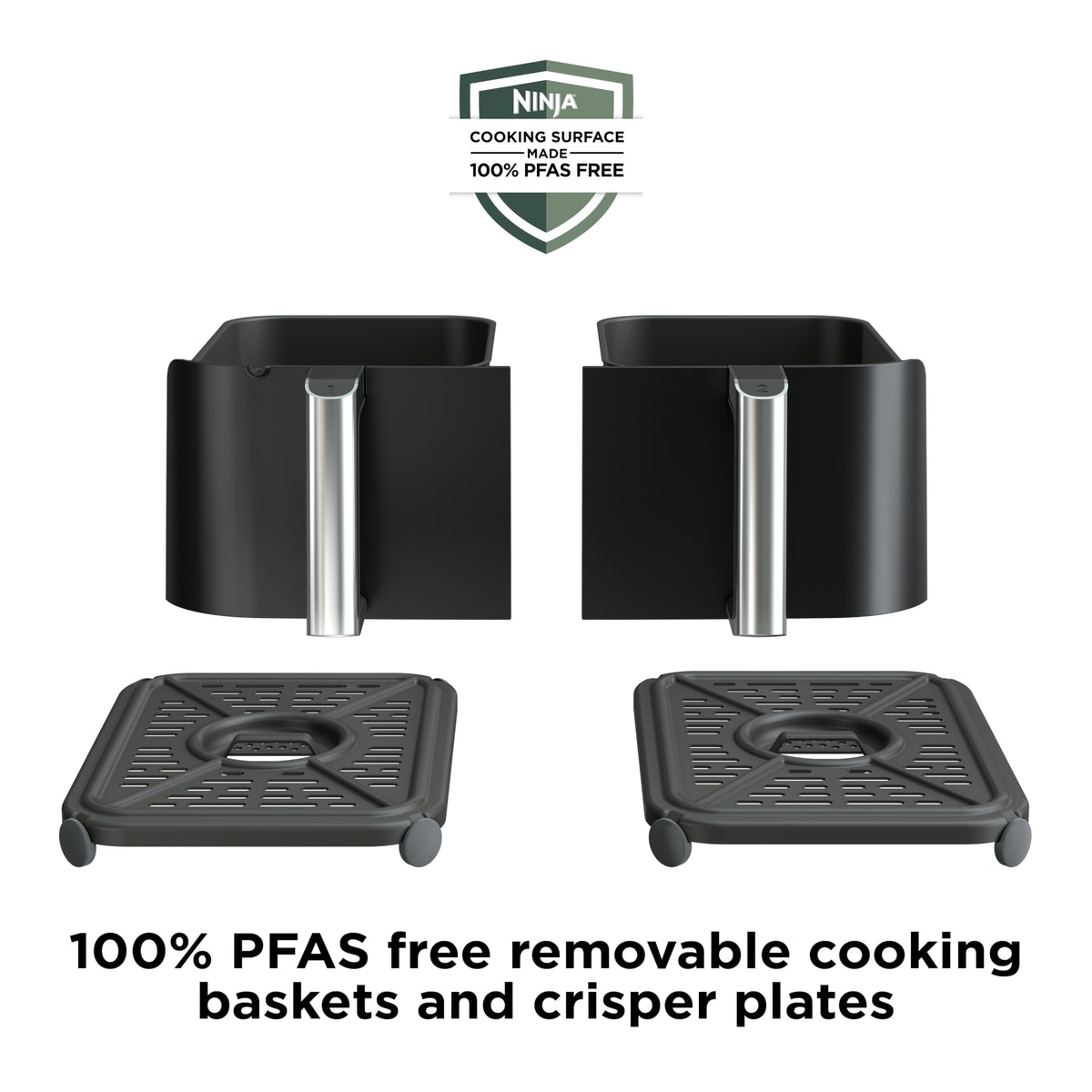 Ninja DZ201 Foodi 8 Quart 6-in-1 DualZone 2-Basket Air Fryer with 2 Independent Frying Baskets, Match Cook & Smart Finish to Roast, Broil, Dehydrate & More for Quick, Easy Meals, Grey | Air fry, roast, broil, bake, reheat, dehydrate, 2 independent baskets