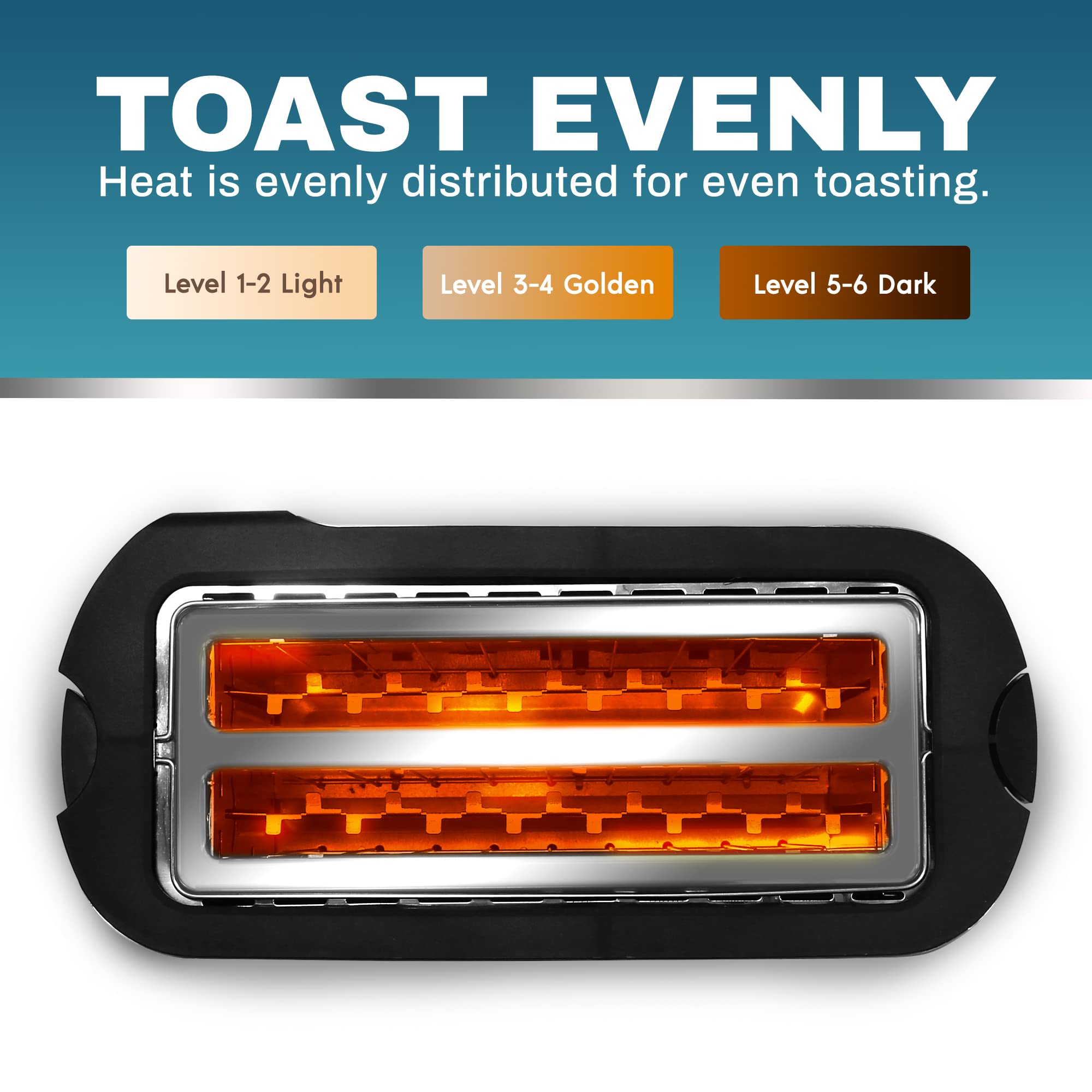 Elite Gourmet ECT1027B - Tostadora Cool Touch con 6 ajustes de temperatura y ranuras extra anchas de 1.25 pulgadas para bagels, gofres, panes especiales, hojaldre, aperitivos, certificado ETL, 2 | 6 niveles de dorado, se adapta a bagels y pan grueso, func