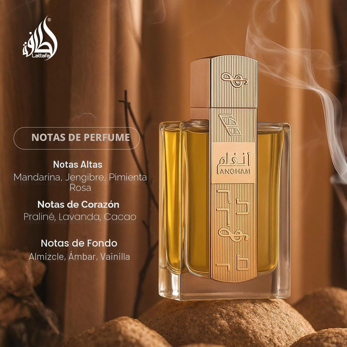 Lattafa Angham - Perfume de cítricos, lavanda, almizcle, ámbar y vainilla - Eau de Parfum de larga duración para unisex, 3.40 onzas / 100 ml