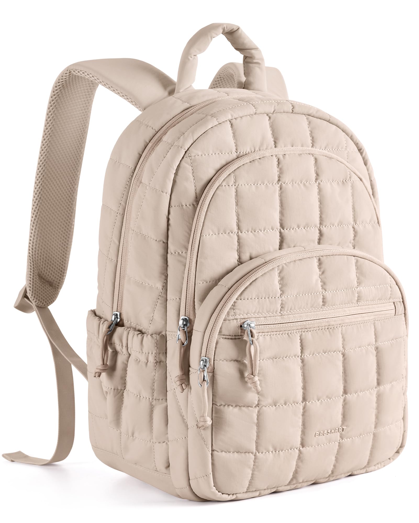 BAGSMART - Mochila de viaje para mujer, mochila universitaria para laptop de 15.6 pulgadas, color negro | Fits 15.6" Laptop, Personal Carry-on Size with Trolley Sleeve, Quilted Style for College Nurse Teacher, Water-Resistant