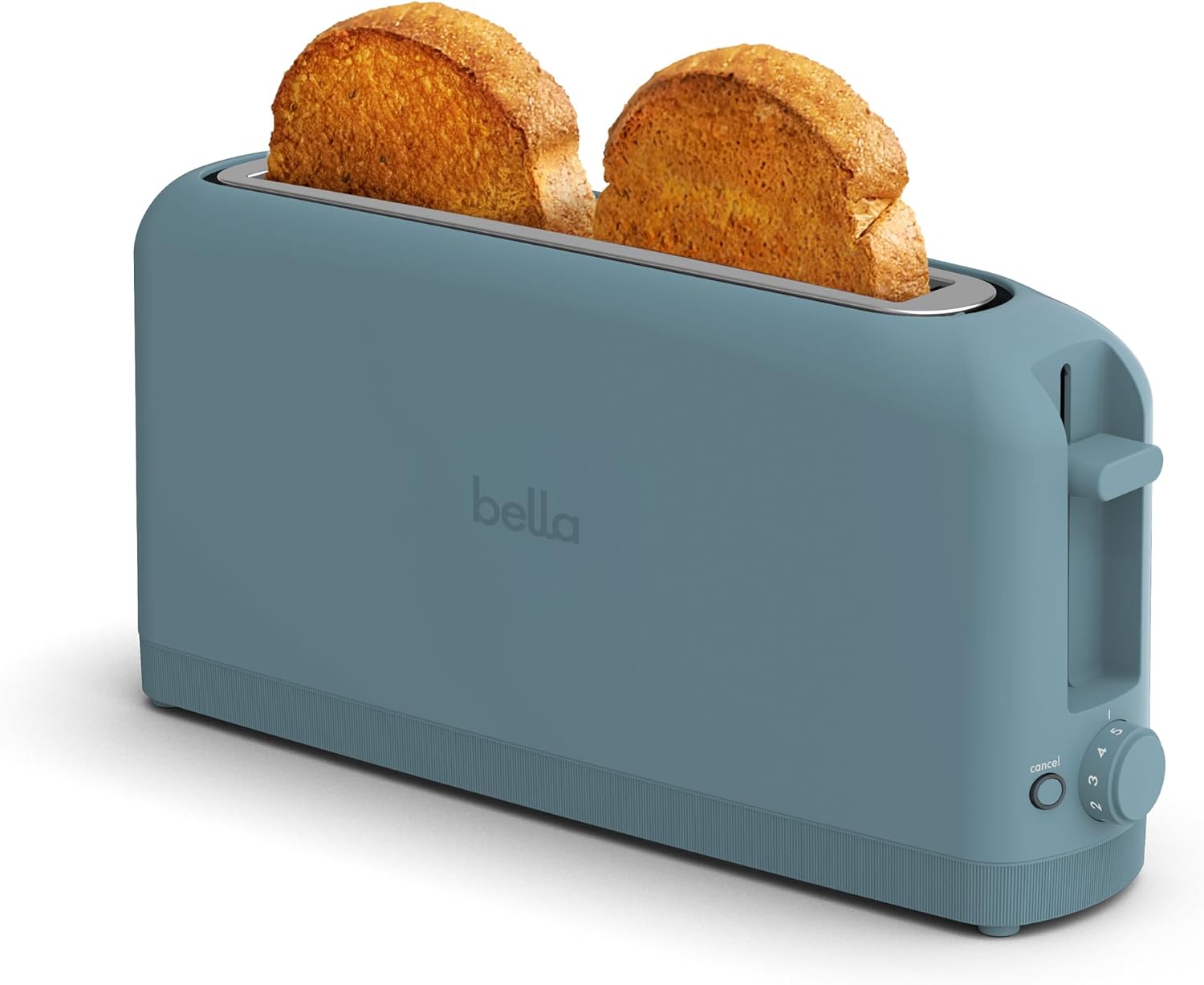 bella Tostadora delgada de 2 rebanadas, utensilios de cocina Fits-anywhere™, control de tostado de 6 ajustes con botones de recalentamiento y cancelación, se adapta a pan de masa madre, ranura de 10
