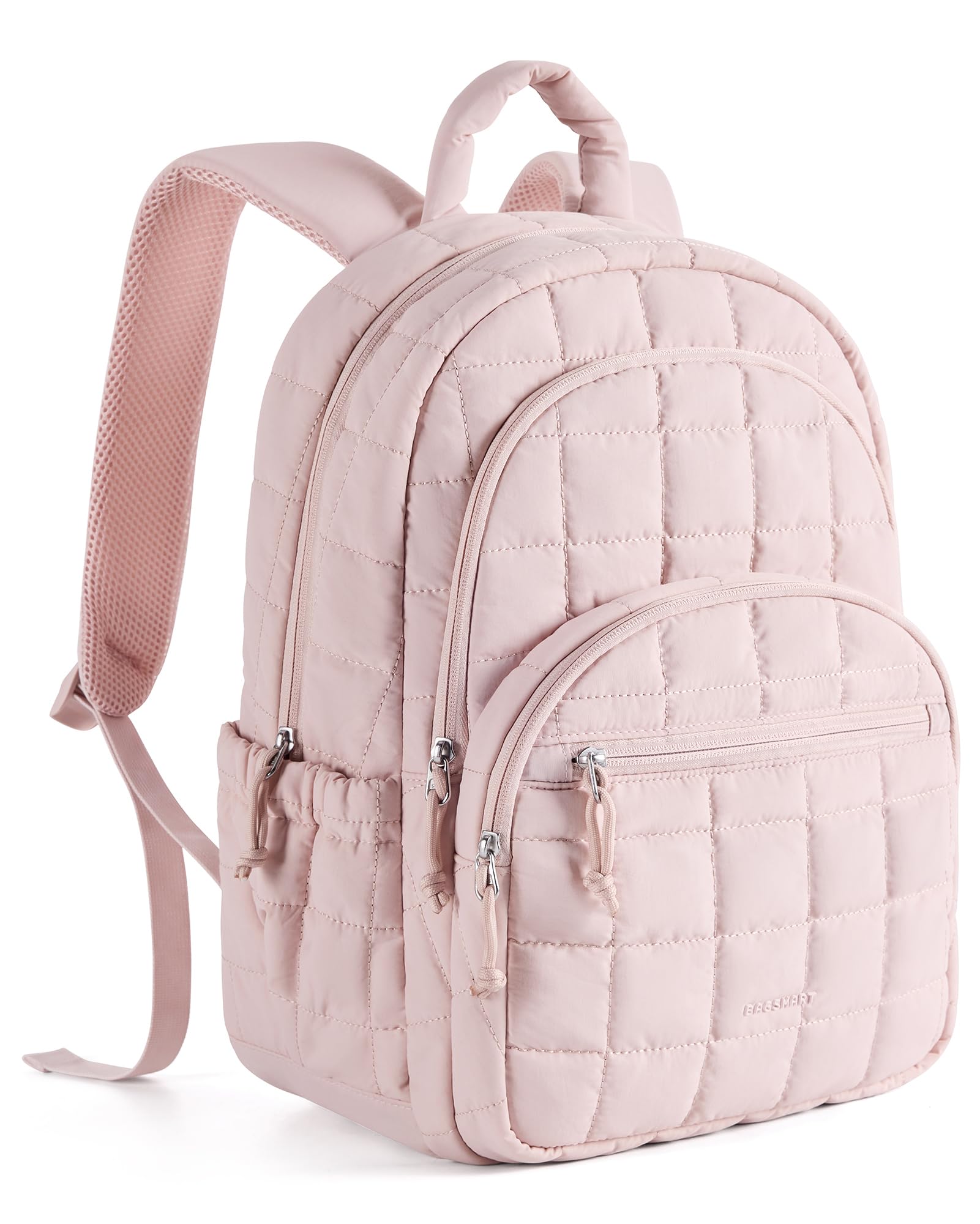 BAGSMART - Mochila de viaje para mujer, mochila universitaria para laptop de 15.6 pulgadas, color negro | Fits 15.6" Laptop, Personal Carry-on Size with Trolley Sleeve, Quilted Style for College Nurse Teacher, Water-Resistant