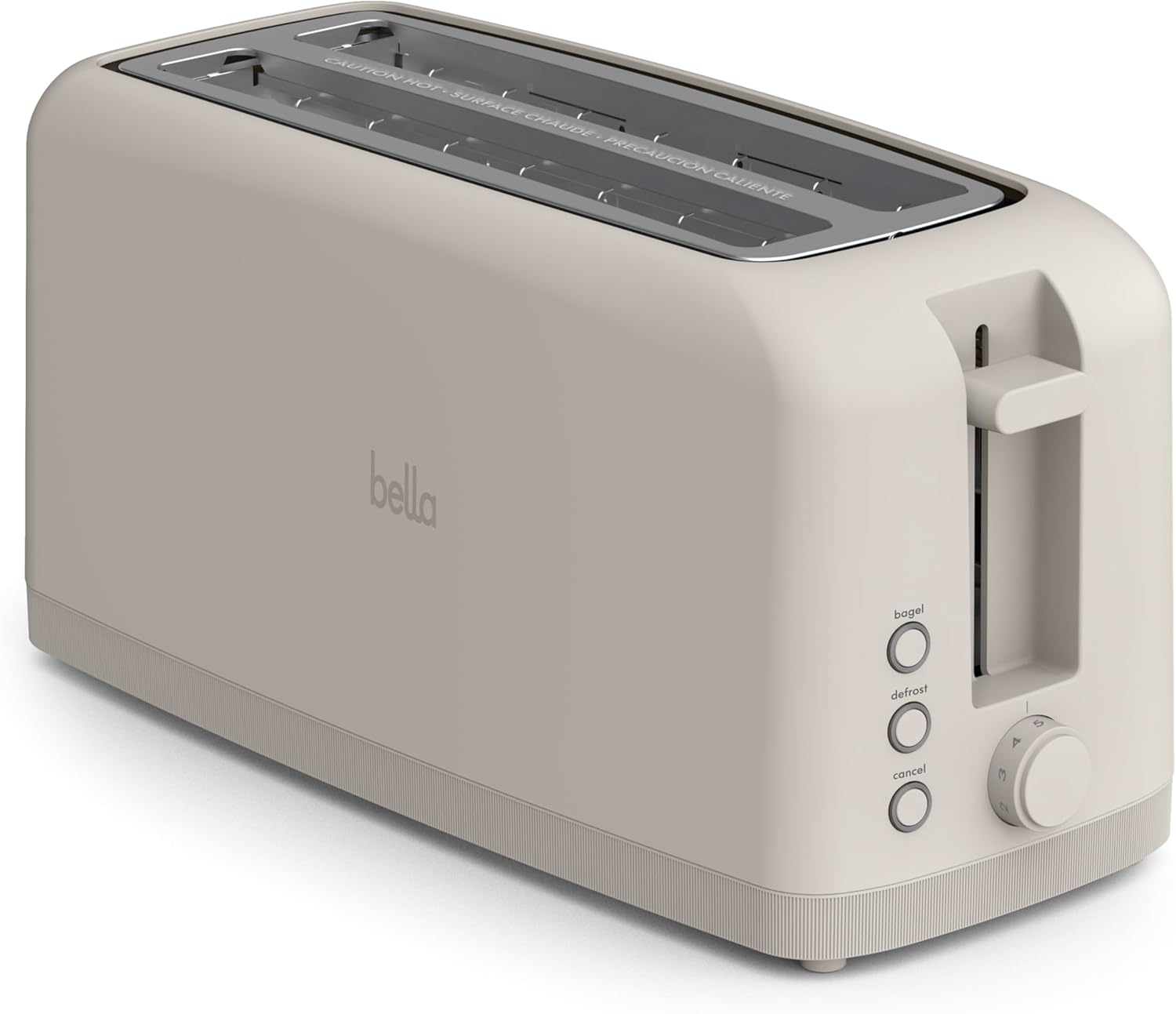 bella Tostadora delgada de 2 rebanadas, utensilios de cocina Fits-anywhere™, control de tostado de 6 ajustes con botones de recalentamiento y cancelación, se adapta a pan de masa madre, ranura de 10