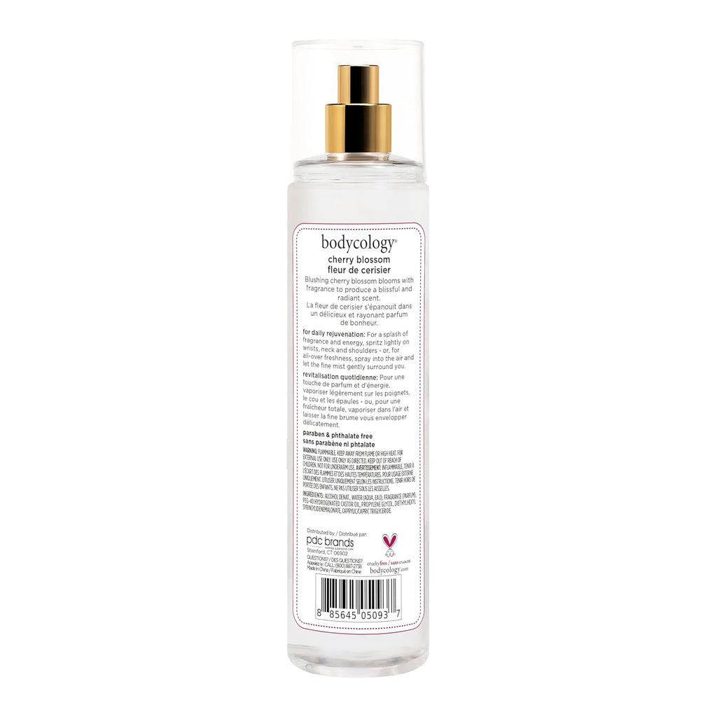 Bodycology Bruma corporal de fragancia de larga duración, Flor de cerezo, 8 fl oz