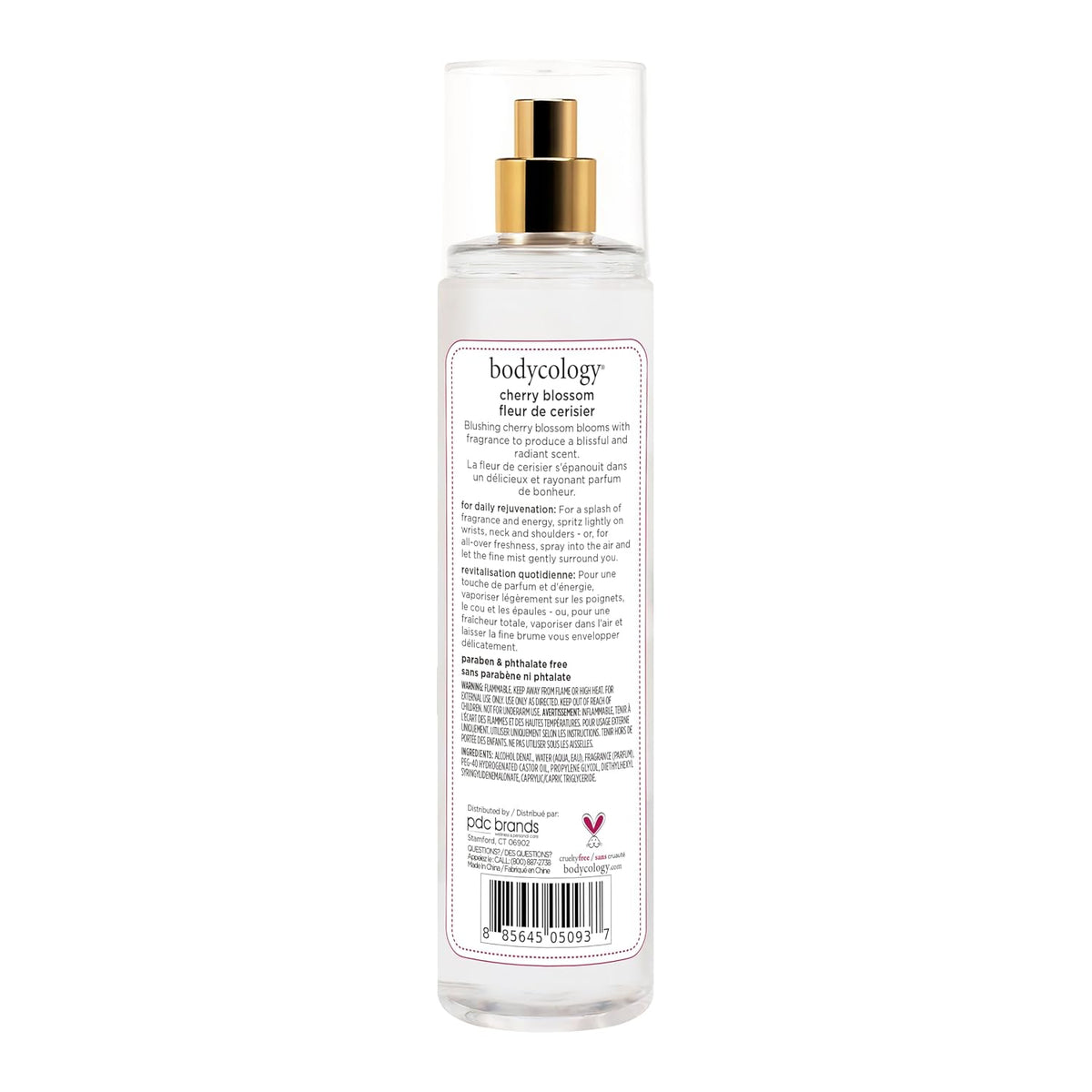 Bodycology Bruma corporal de fragancia de larga duración, Flor de cerezo, 8 fl oz