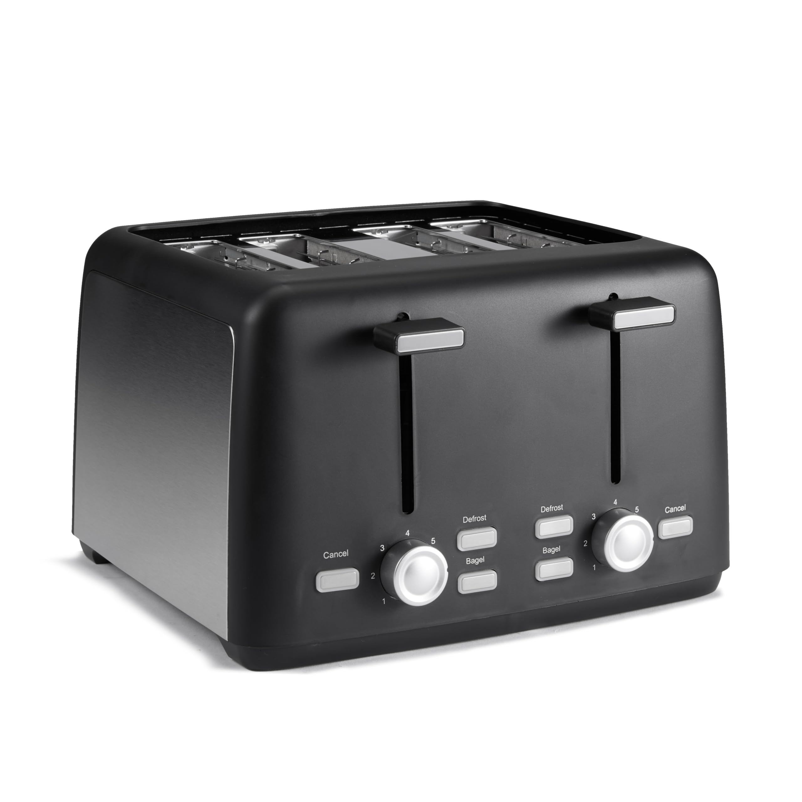 Amazon Basics Tostadora de 2 rebanadas, con 6 ajustes de tostado, ranuras extra anchas para bagels y panes especiales, bandeja de migas extraíble fácil de limpiar, botones de cancelar/descongelar