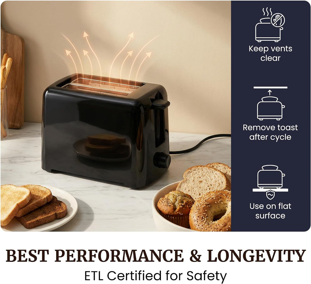 Elite Gourmet ECT1027B - Tostadora Cool Touch con 6 ajustes de temperatura y ranuras extra anchas de 1.25 pulgadas para bagels, gofres, panes especiales, hojaldre, aperitivos, certificado ETL, 2 | 6 niveles de dorado, se adapta a bagels y pan grueso, func