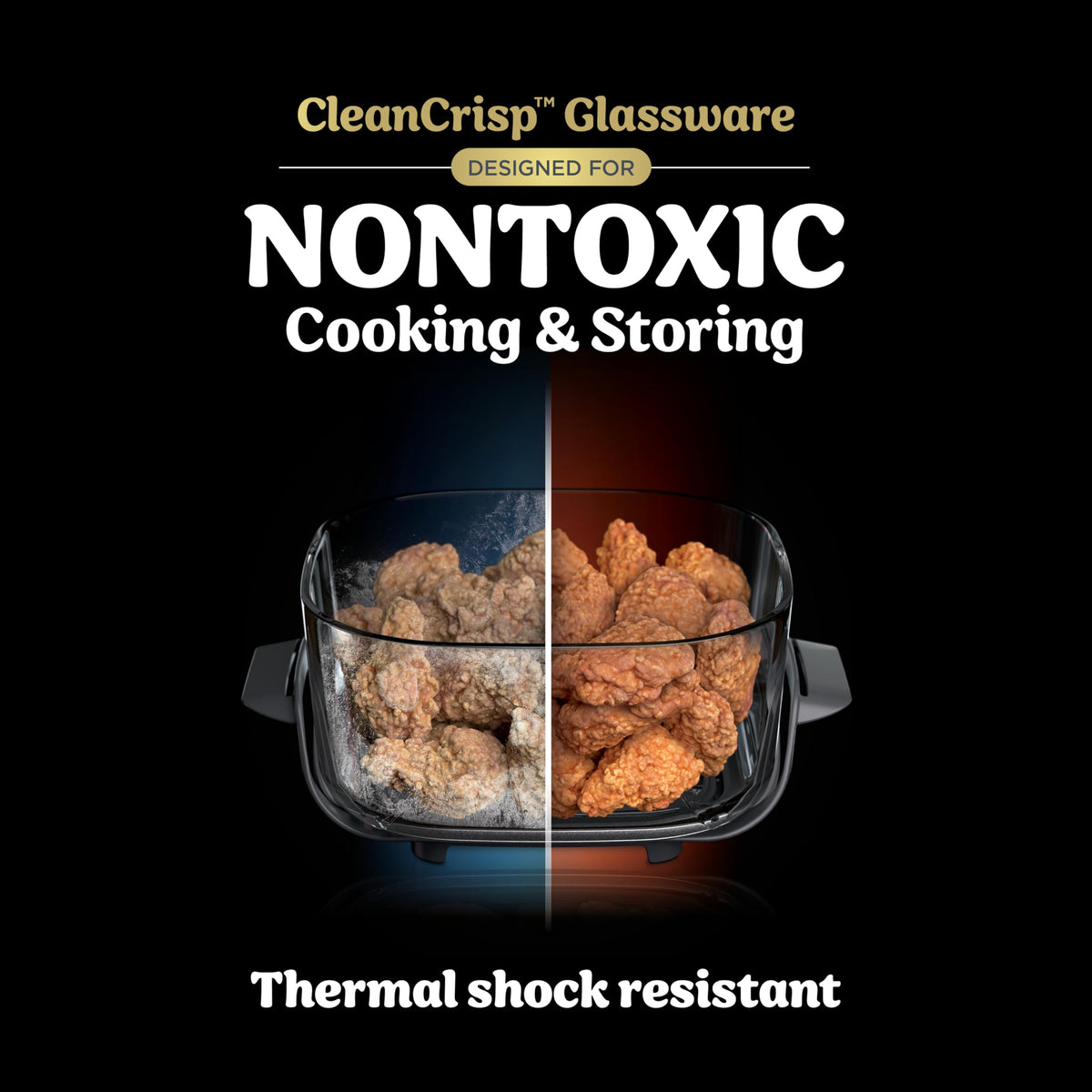 Ninja Crispi Glass Air Fryer, 4-in-1, Stone, FN101ST | Max crisp, bake, air fry, recrisp, 450F max, 4 Qt and 6 Cup containers, PFAS-free glass