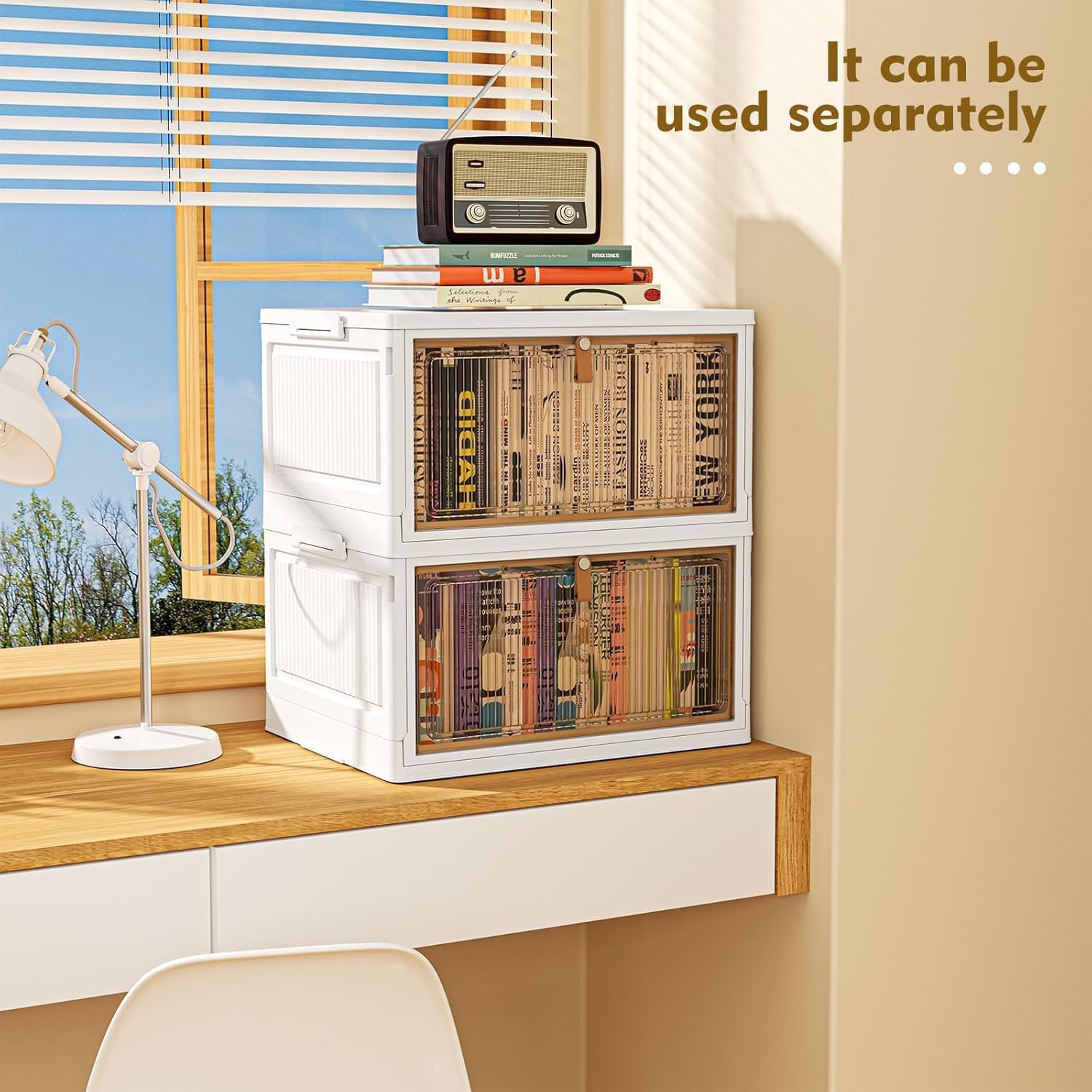 YFXCVSL Cajas de Almacenamiento de Plástico de 4 Niveles con Tapa 23QT, Contenedores de Almacenamiento Apilables con Ruedas, Cajas de Almacenamiento Plegables, Cajas de Almacenamiento Colapsables | Plastic Storage Bins with Wheels, Folding Storage Boxes,