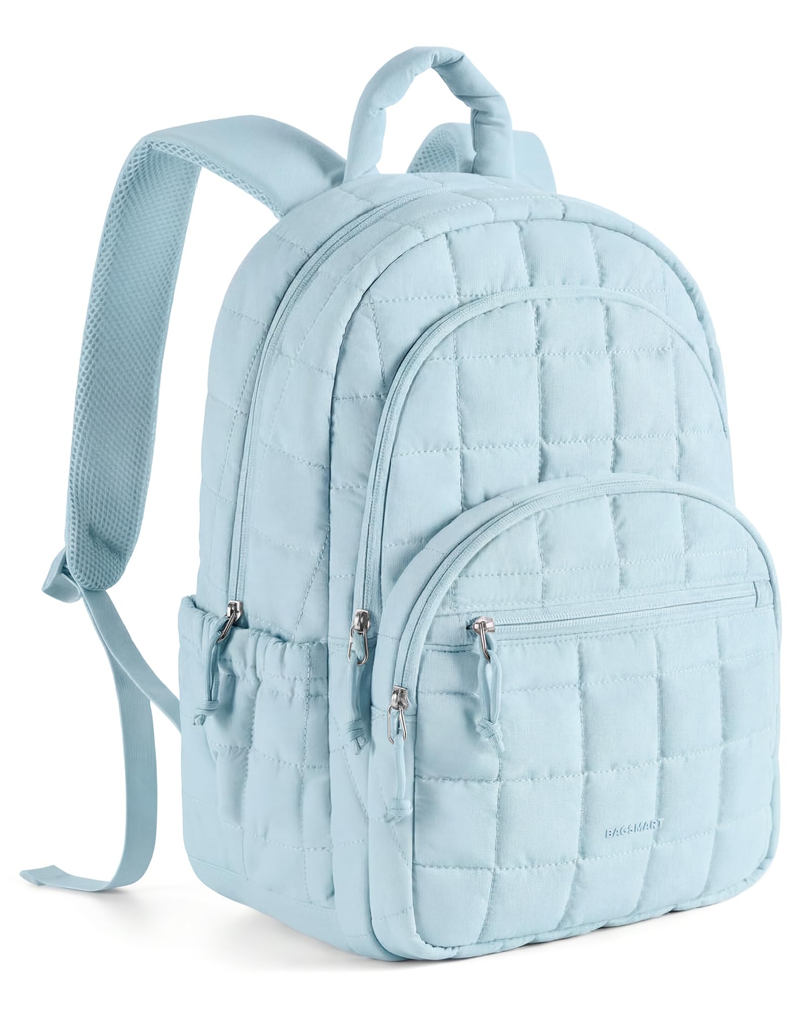 BAGSMART - Mochila de viaje para mujer, mochila universitaria para laptop de 15.6 pulgadas, color negro | Fits 15.6" Laptop, Personal Carry-on Size with Trolley Sleeve, Quilted Style for College Nurse Teacher, Water-Resistant