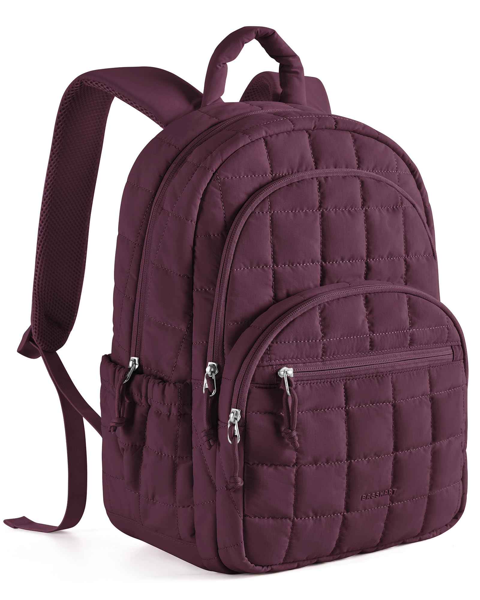 BAGSMART - Mochila de viaje para mujer, mochila universitaria para laptop de 15.6 pulgadas, color negro | Fits 15.6" Laptop, Personal Carry-on Size with Trolley Sleeve, Quilted Style for College Nurse Teacher, Water-Resistant