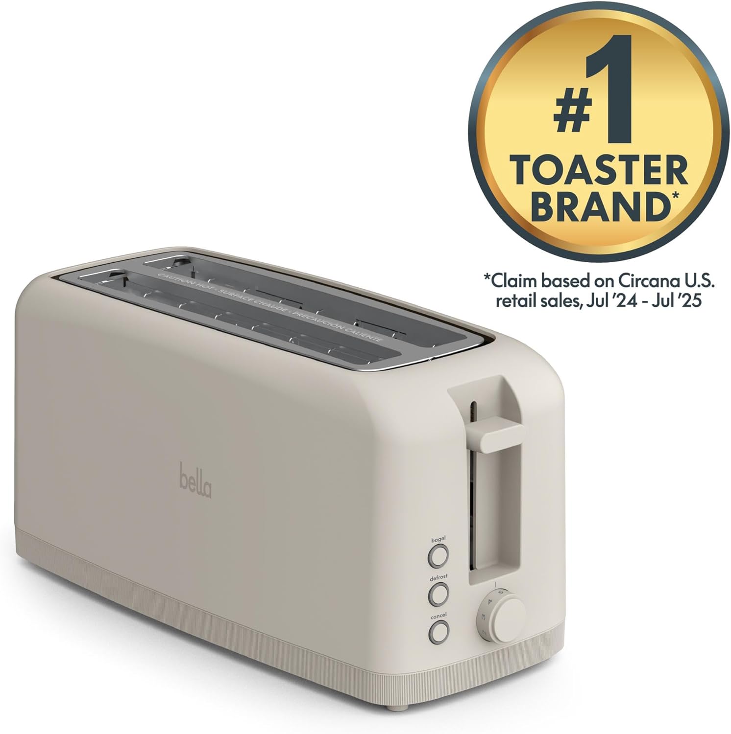bella Tostadora delgada de 2 rebanadas, utensilios de cocina Fits-anywhere™, control de tostado de 6 ajustes con botones de recalentamiento y cancelación, se adapta a pan de masa madre, ranura de 10
