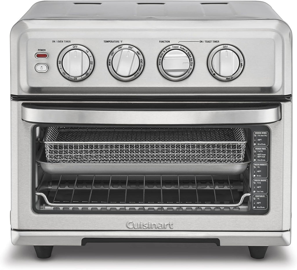 Cuisinart Air Fryer Toaster Oven, 1800W, 8-in-1 with Air Fry, Convection, Broil & Warm, 0.6 Cubic Feet, 60-Minute Timer, TOA-70NAS, Stainless Steel | 1800W power, 0.6 cu. ft. capacity, convection, broil and warm modes, 60-minute timer