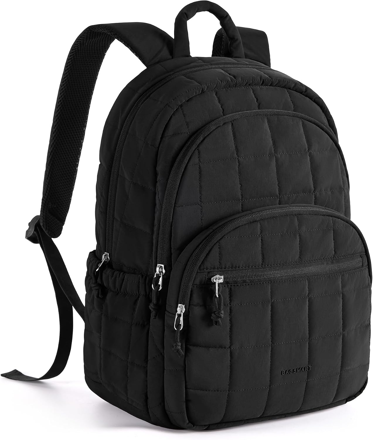 BAGSMART - Mochila de viaje para mujer, mochila universitaria para laptop de 15.6 pulgadas, color negro | Fits 15.6" Laptop, Personal Carry-on Size with Trolley Sleeve, Quilted Style for College Nurse Teacher, Water-Resistant